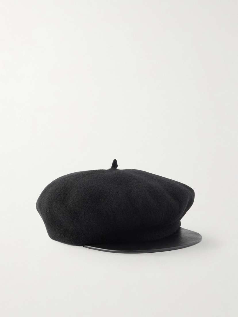 Valentino Garavani Embellished Leather-trimmed Wool Cap