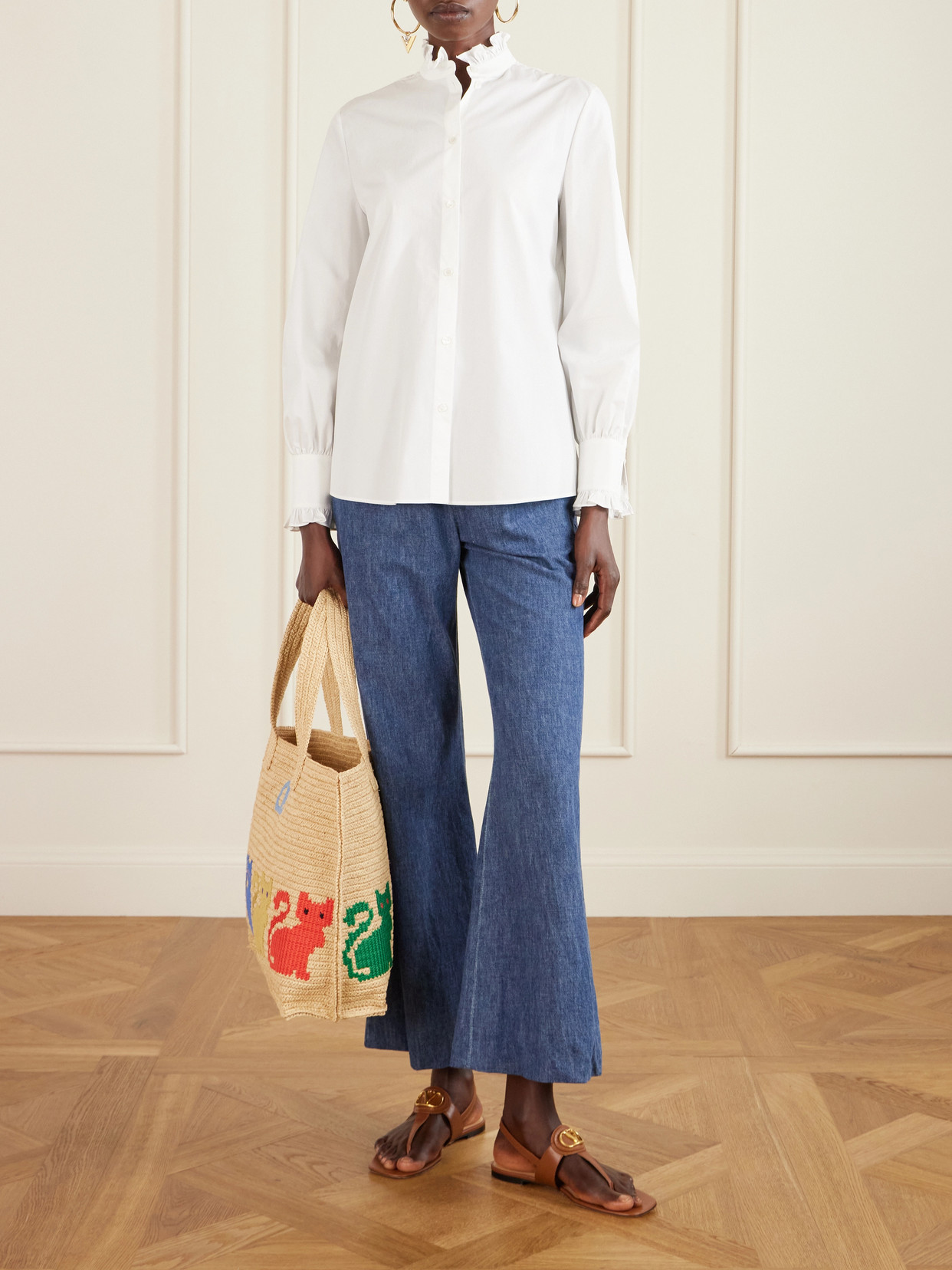 Valentino Garavani  Garavani Raffiachat Large Raffia Shopping Bag Woman Natural Uni In Multi