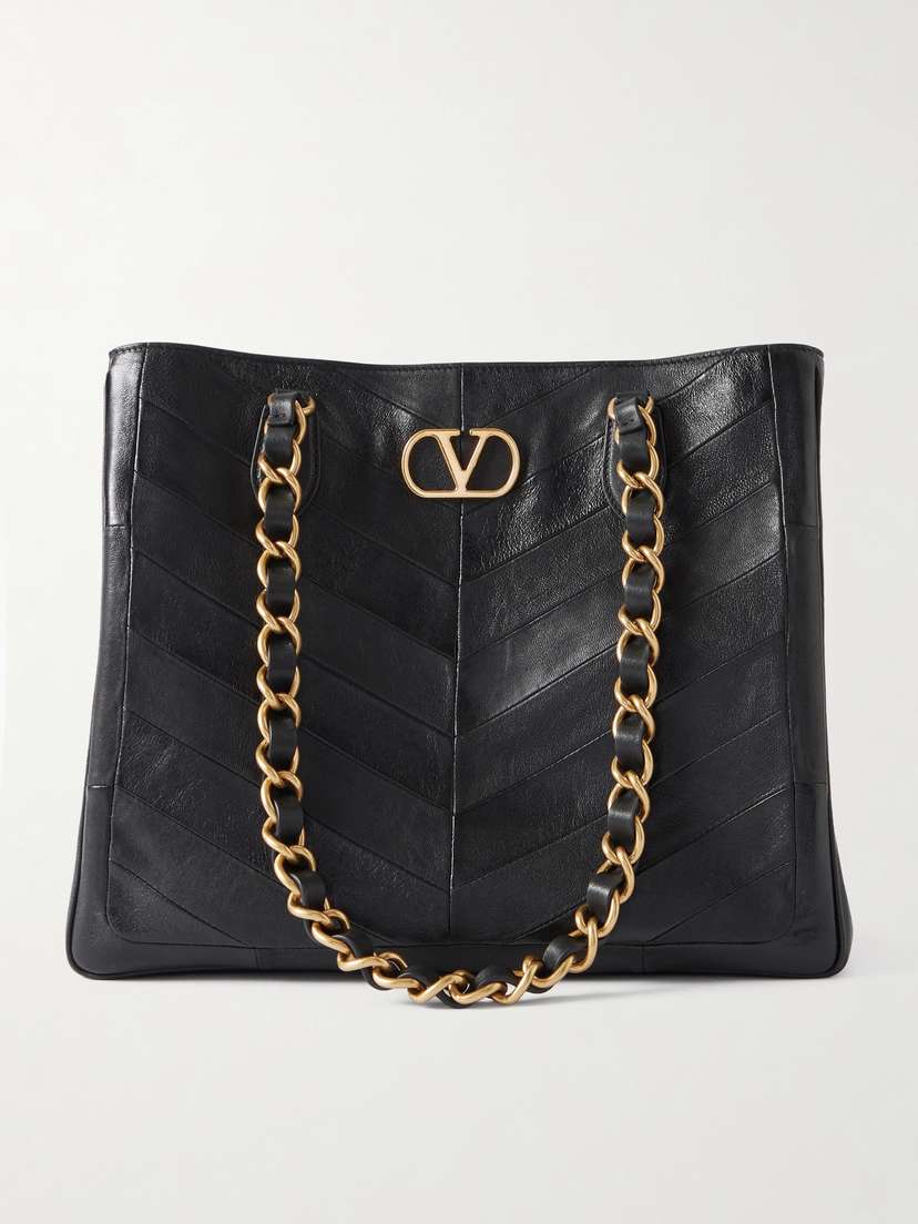 Valentino Garavani Jean Chain-detailed Paneled Leather Tote
