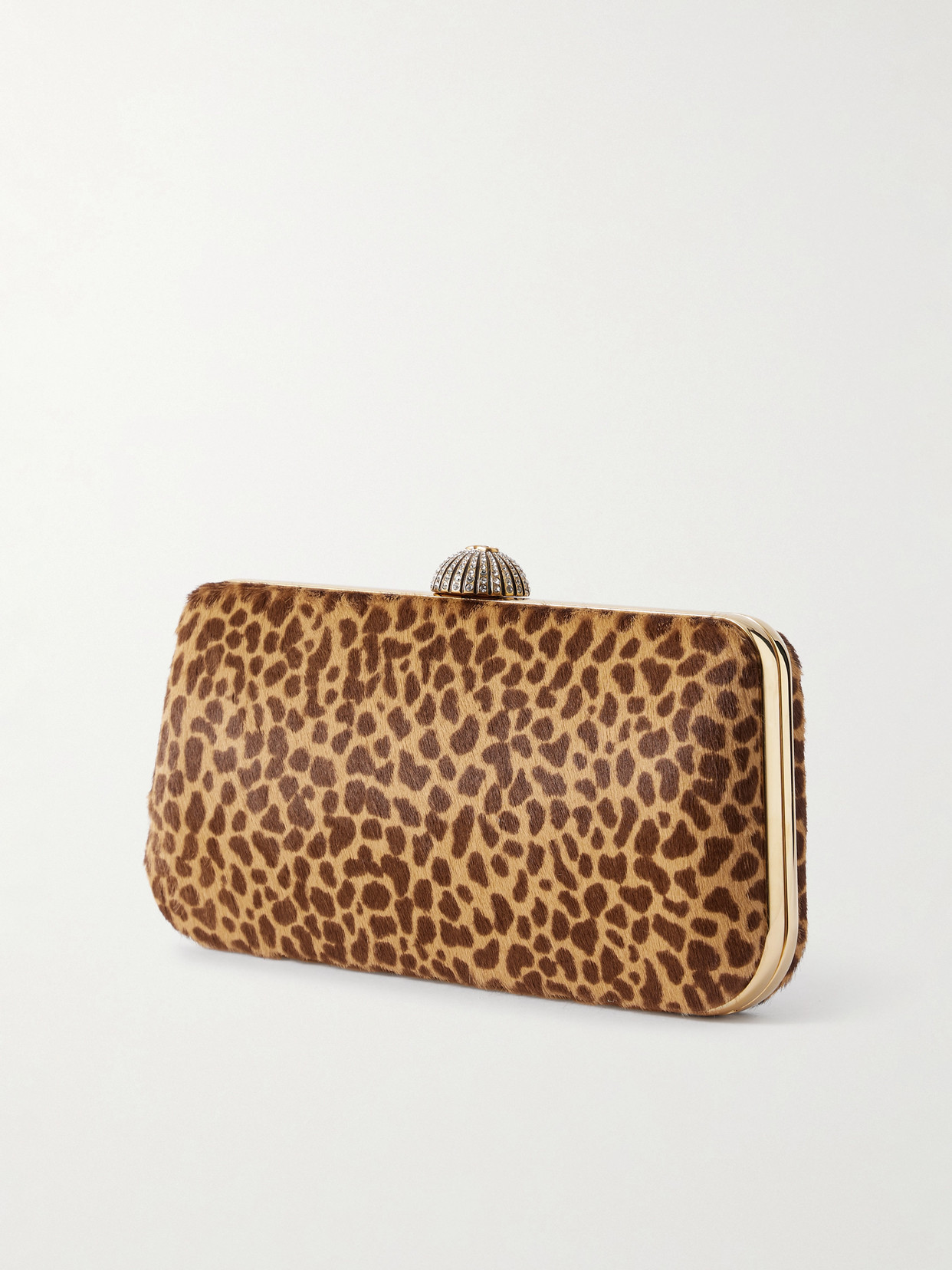 Valentino Carry Secrets Embellished Leopard-print Calf Hair Clutch In Multi