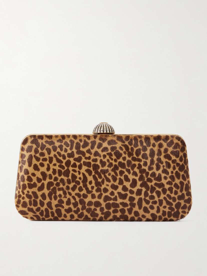 Valentino Garavani Carry Secrets Embellished Leopard-print Calf Hair Clutch