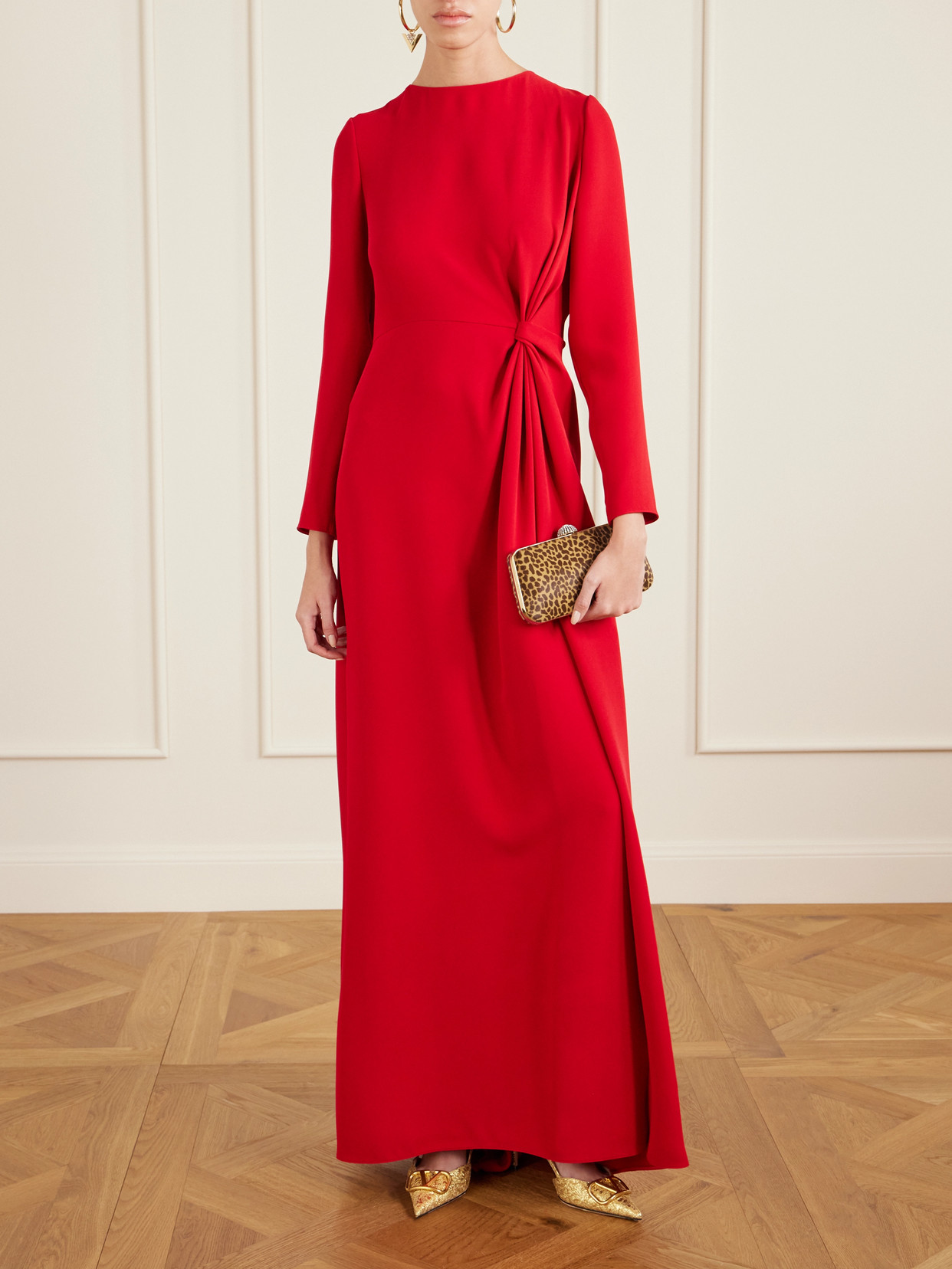 Valentino Carry Secrets Embellished Leopard-print Calf Hair Clutch In Multi