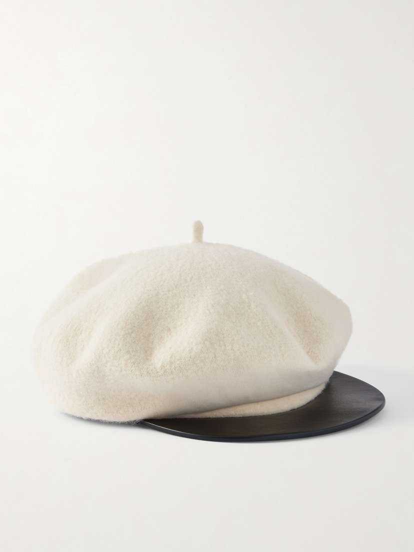 Valentino Garavani Embellished Leather-trimmed Wool Cap