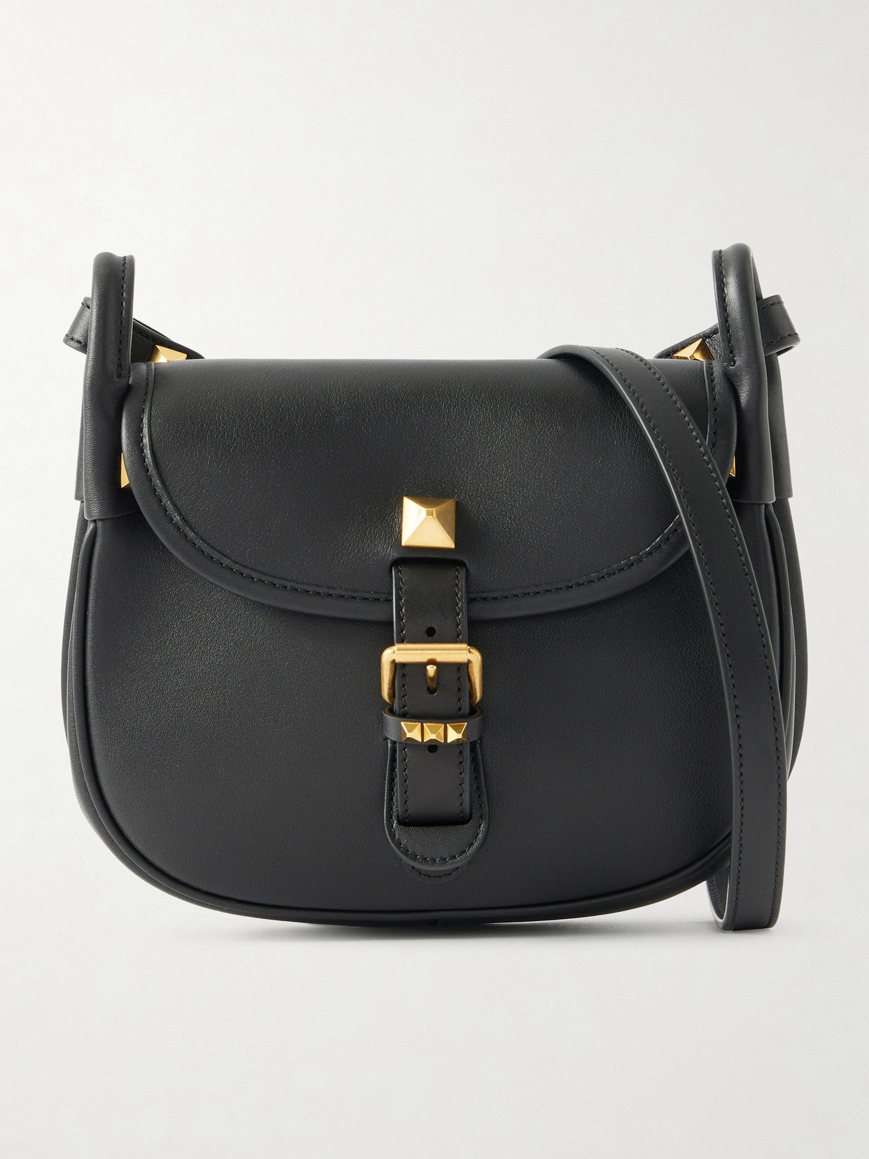 Valentino Garavani Flaneuse Small Studded Leather Shoulder Bag In Black