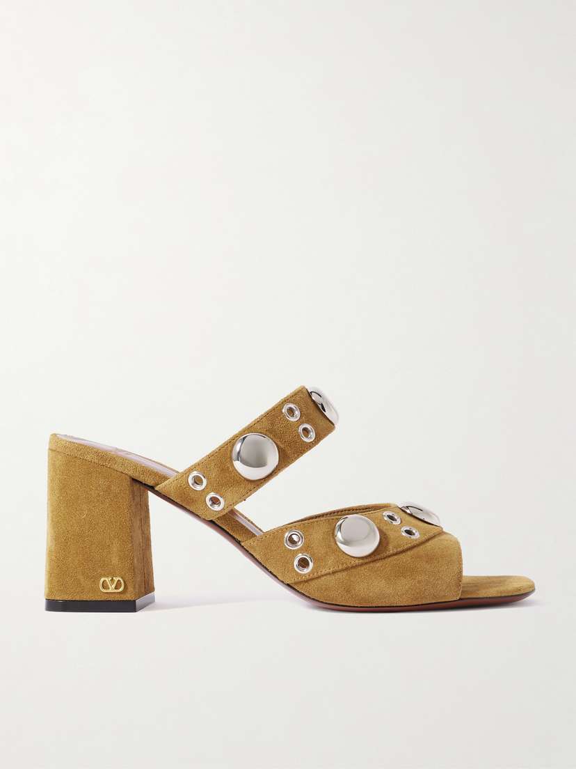 Valentino Garavani Nellcôte 75 Embellished Suede Mules