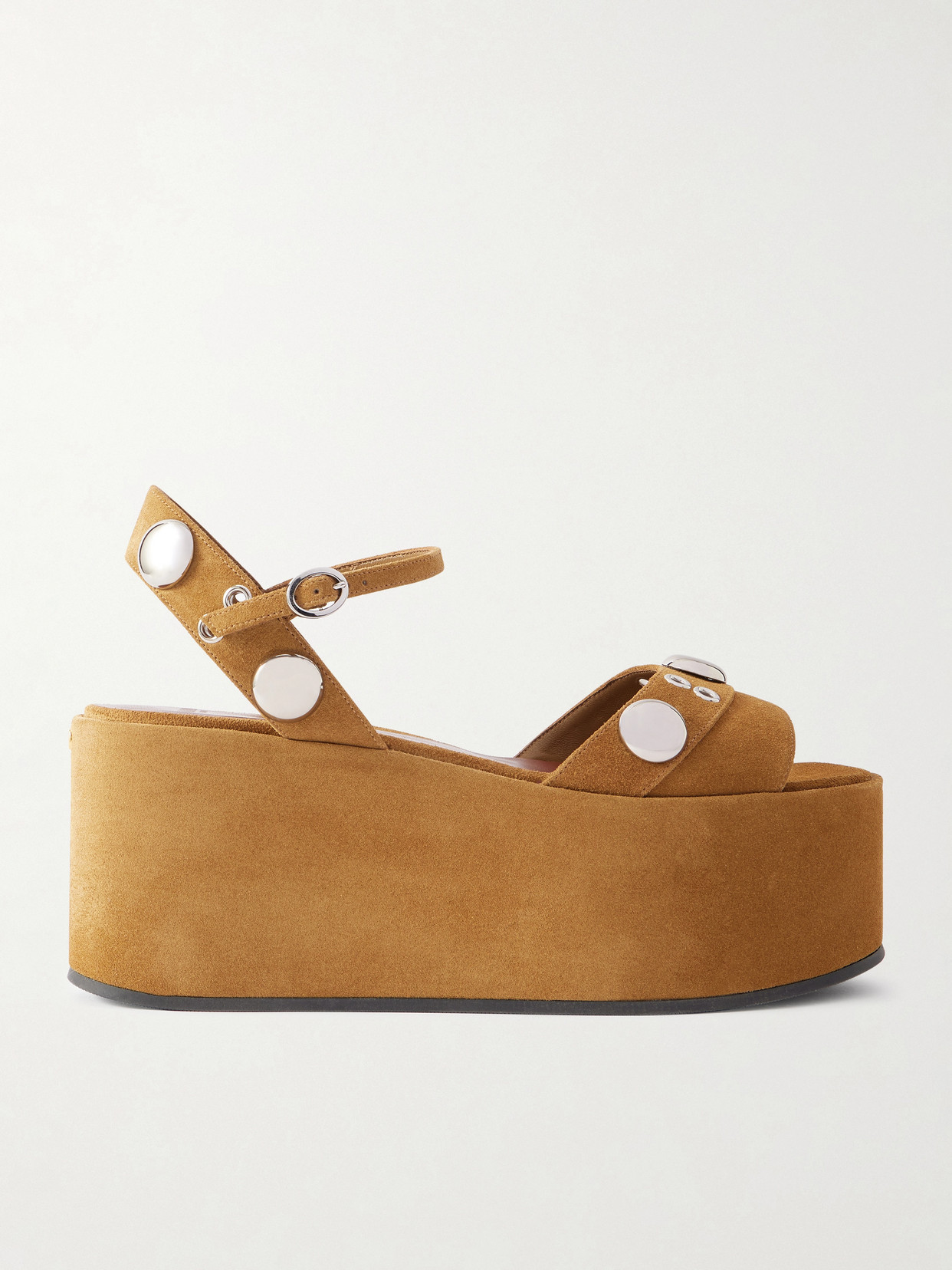 Valentino Garavani Nellcôte Embellished Suede Platform Sandals In Brown