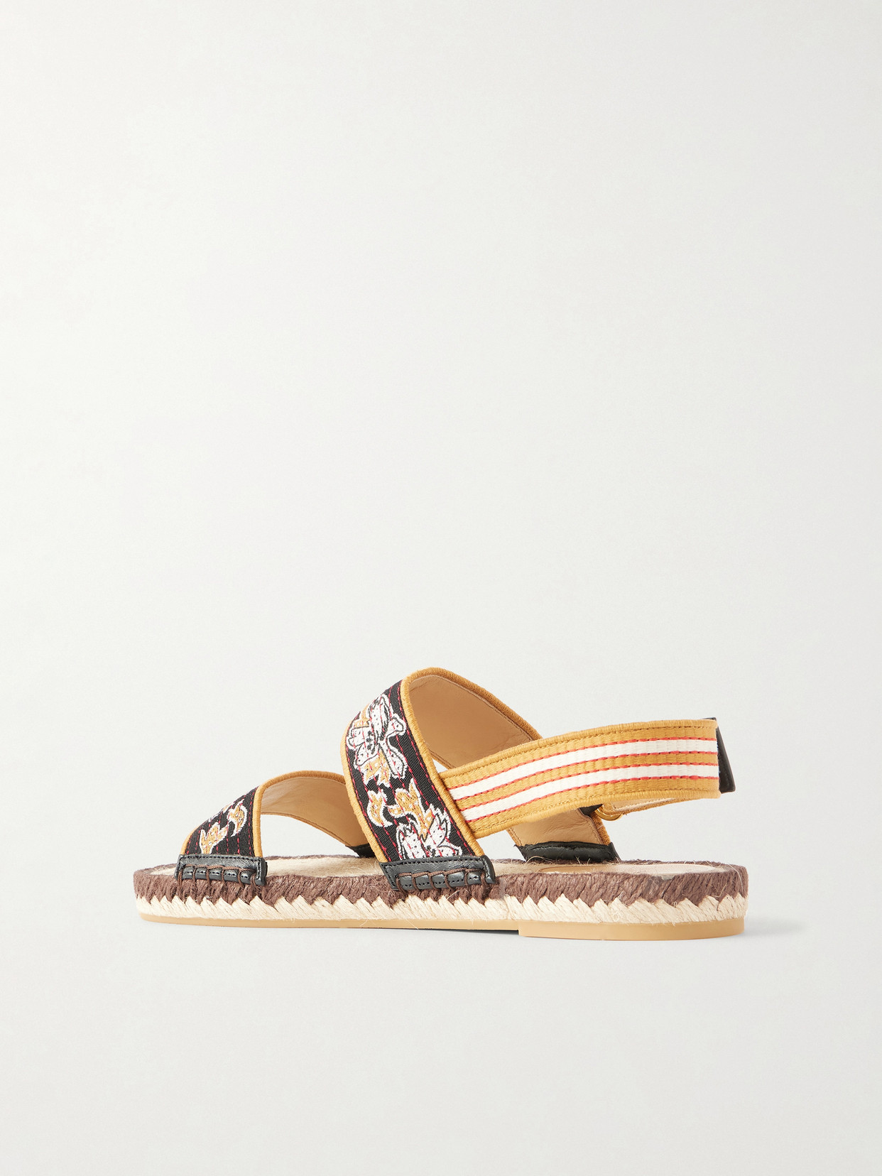 Garavani - Leather-Trimmed Embroidered Canvas Espadrille Sandals