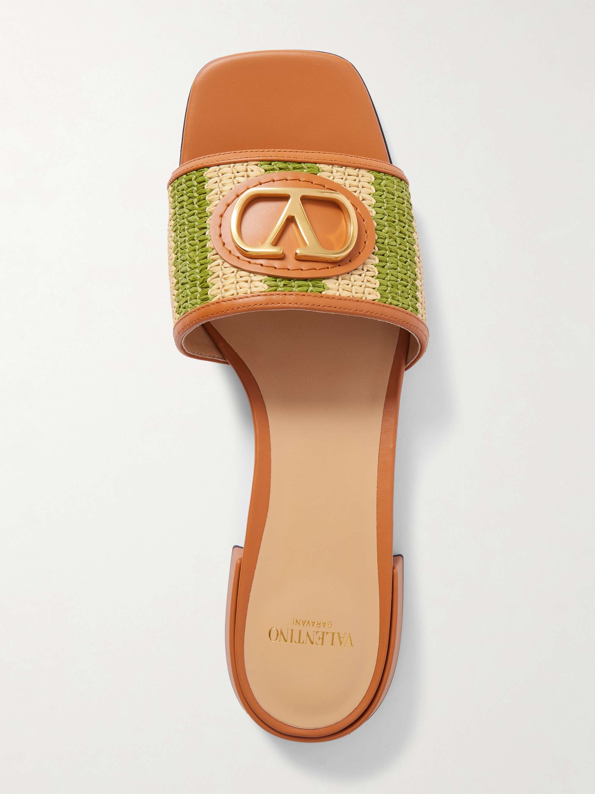 VALENTINO GARAVANI VLogo embellished leather-trimmed striped 