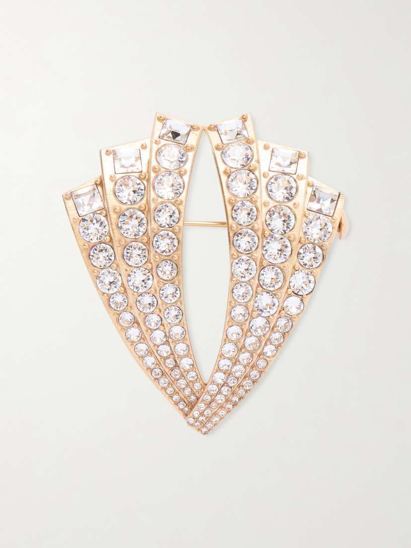 Valentino Garavani Crystal-embellished Gold-tone Brooch