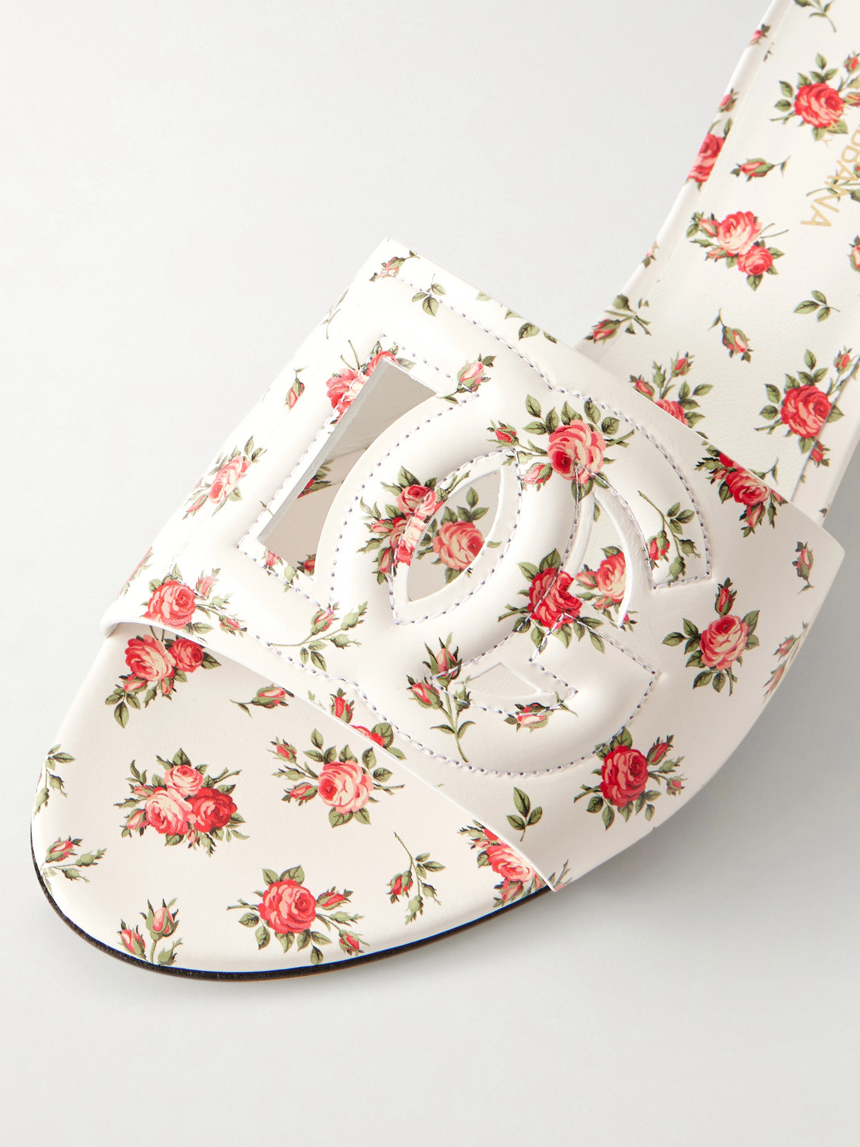 Bianca Cutout Floral-Print Mules