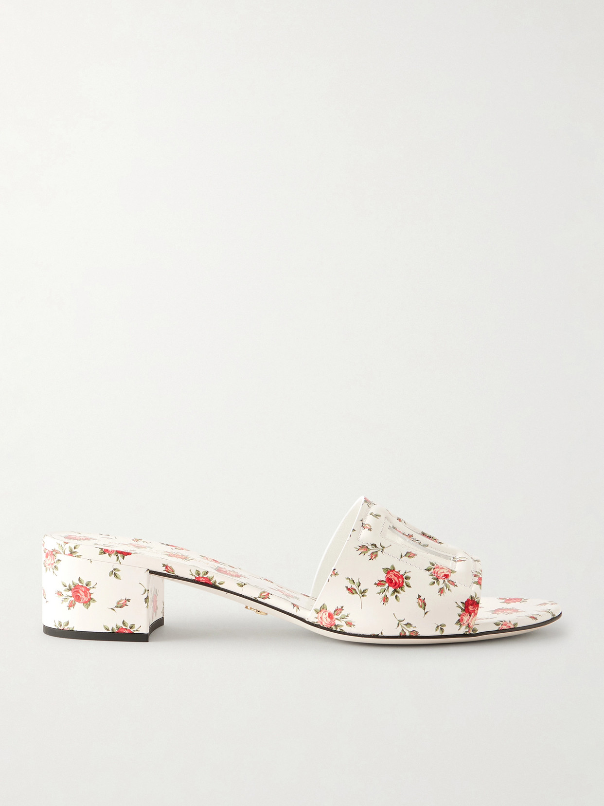 Bianca Cutout Floral-Print Mules