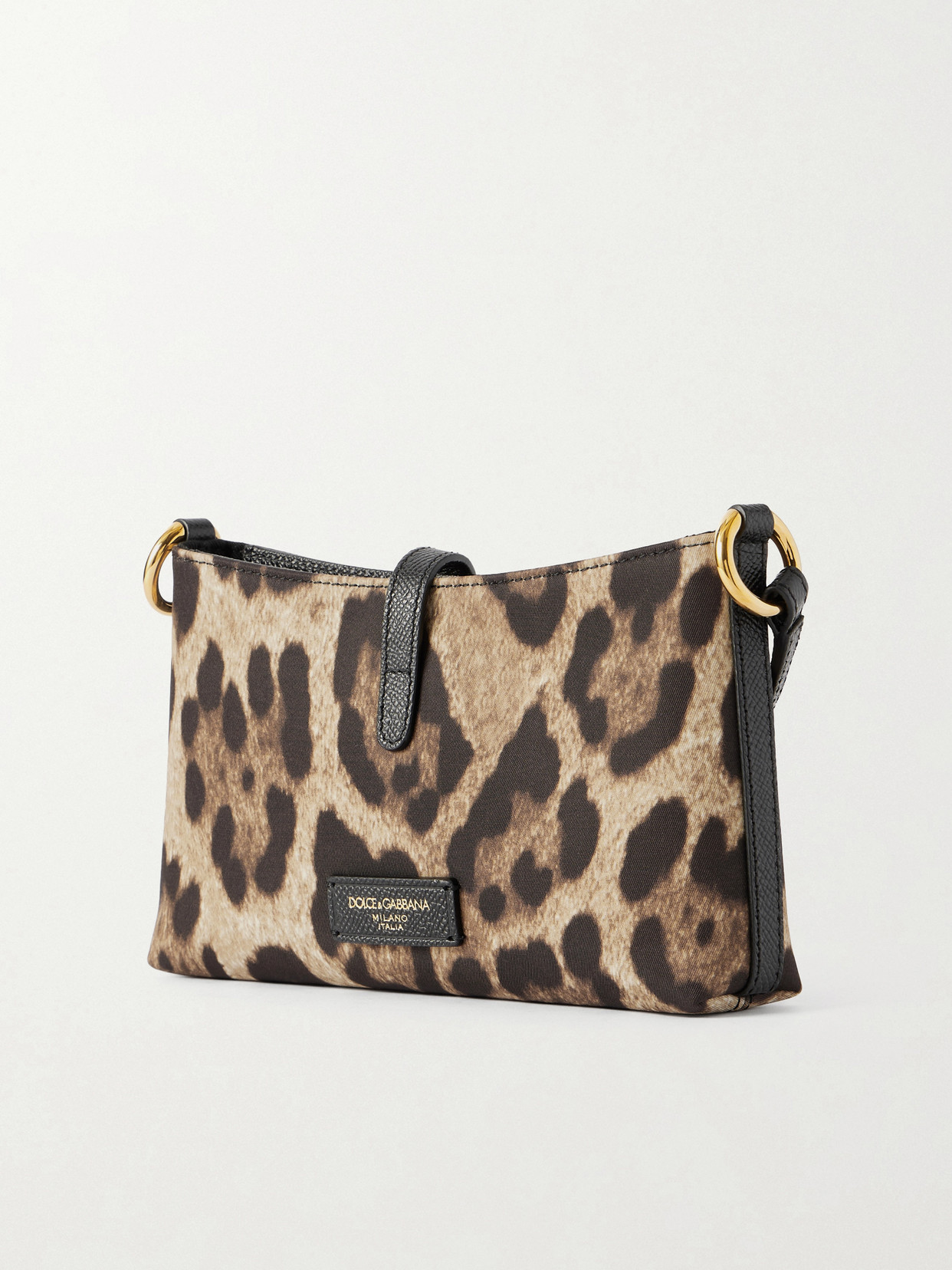 Dolce & Gabbana Lock Leather-trimmed Leopard-print Satin-twill Shoulder Bag In Multi