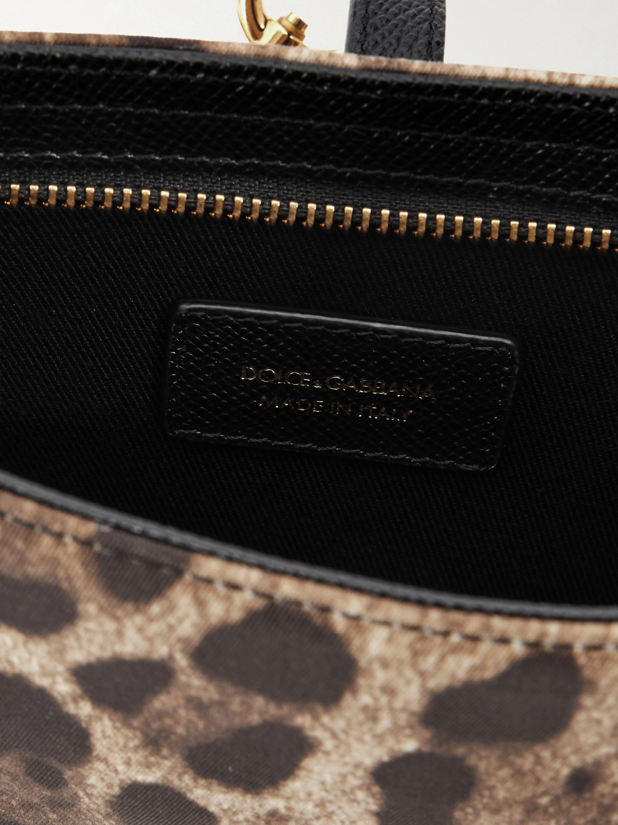 Dolce & Gabbana Lock Leather-trimmed Leopard-print Satin-twill Shoulder Bag In Multi
