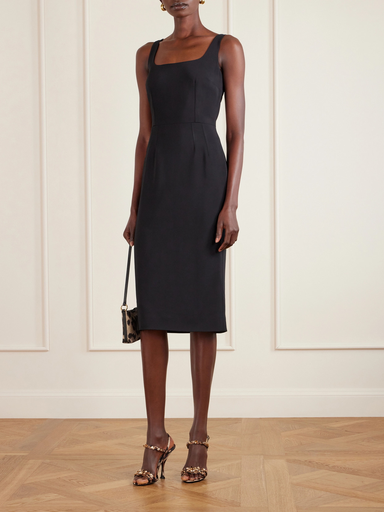 Dolce & Gabbana Lock Leather-trimmed Leopard-print Satin-twill Shoulder Bag In Multi