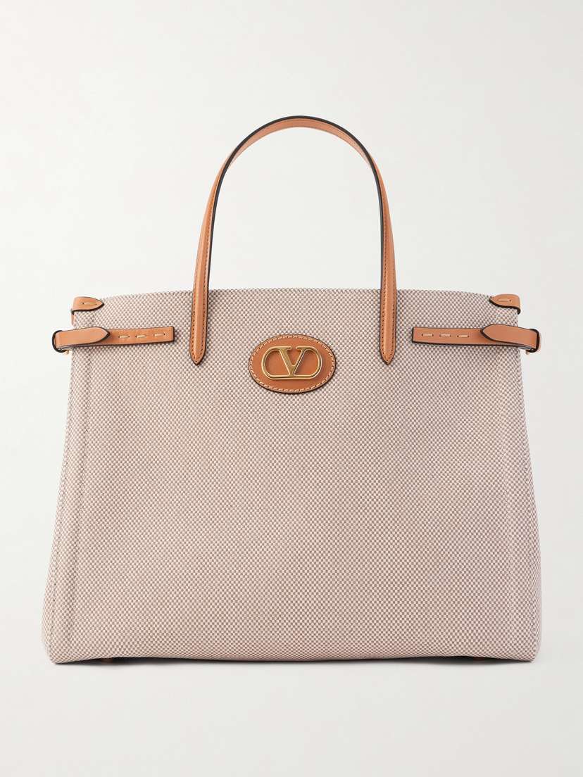 Valentino Garavani Antibes Medium Leather-trimmed Checked Canvas Tote Bag