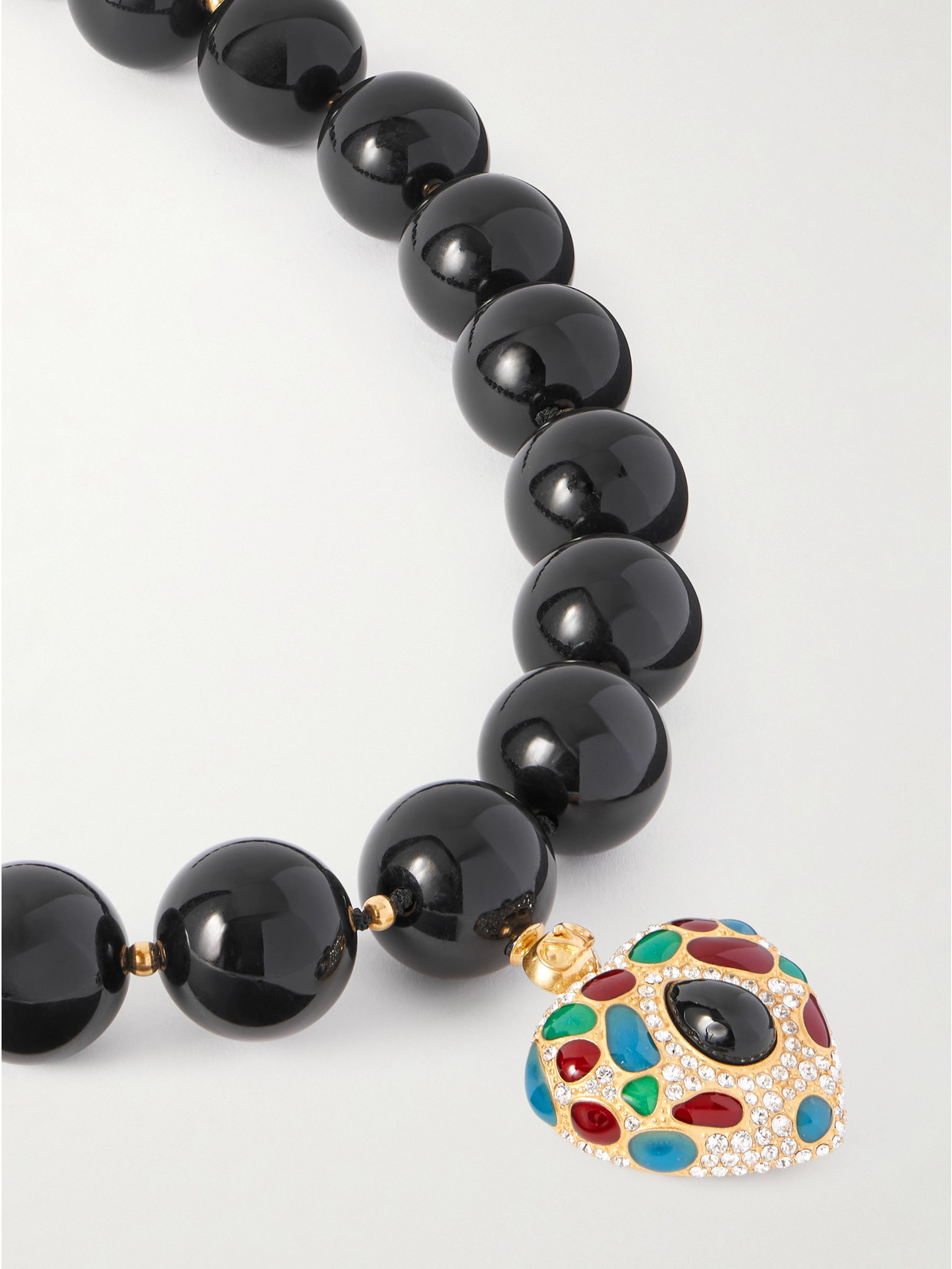 Valentino Coeur Royal Gold-tone, Enamel, Crystal And Resin Necklace In Burgundy