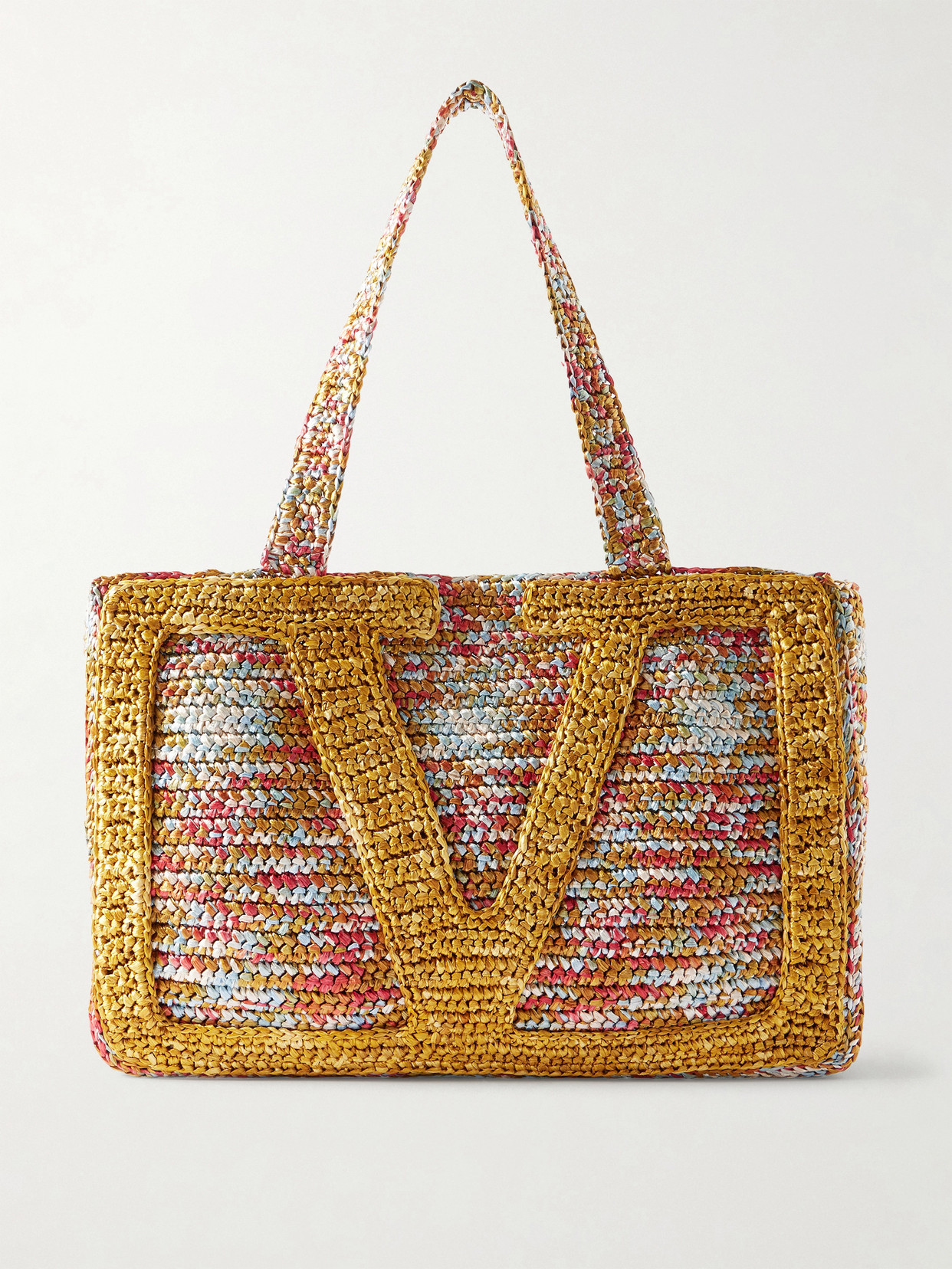 Valentino Garavani Viva Superstar Crocheted Raffia Tote In Multi