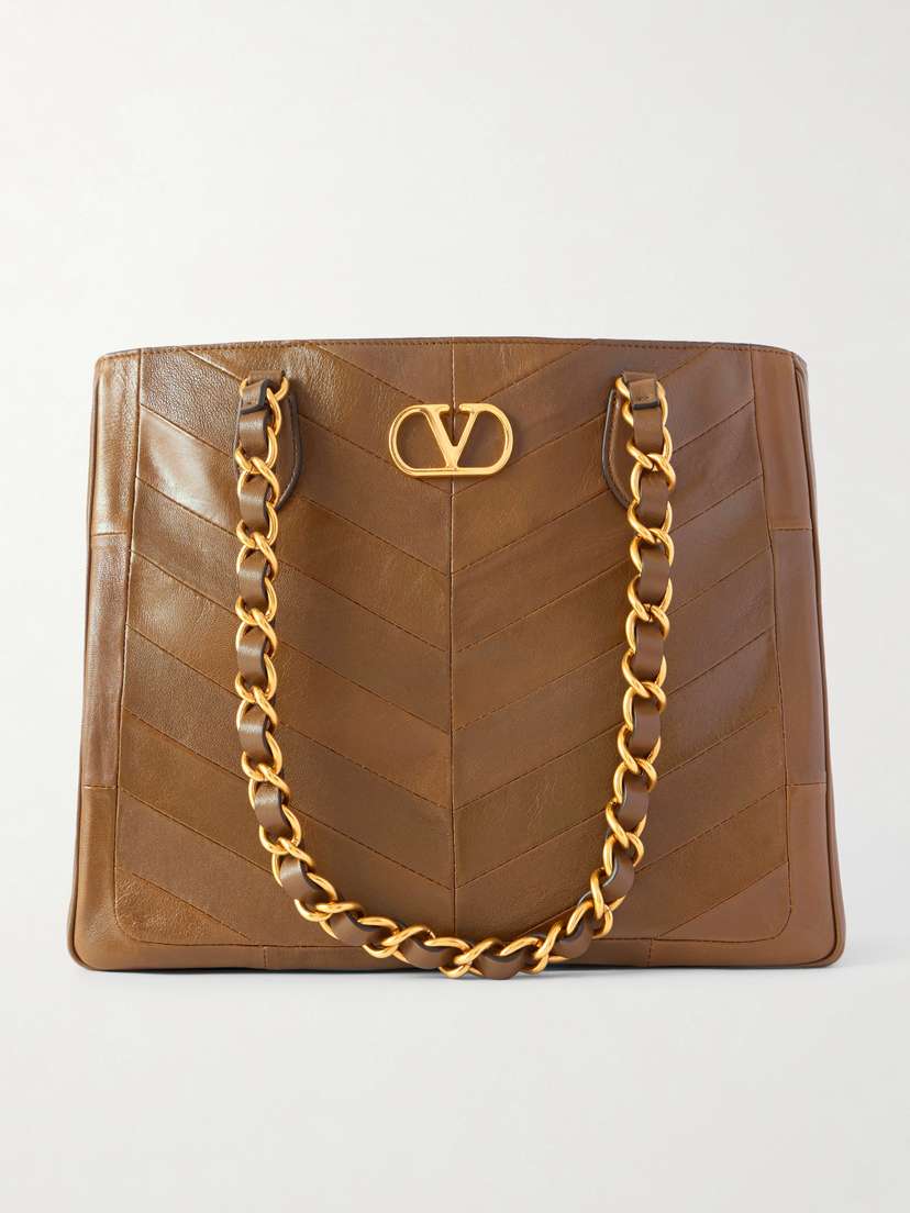 Valentino Garavani Jean Chain-detailed Paneled Leather Tote