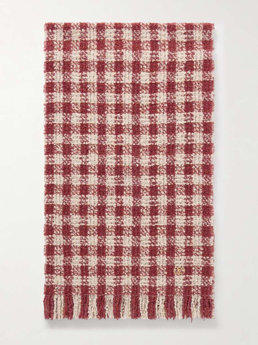 Valentino Garavani Fringed Metallic Cashmere-blend Bouclé Scarf
