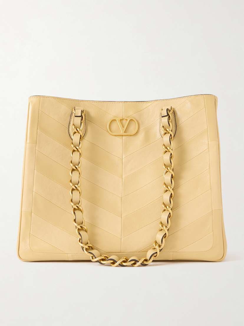 Valentino Garavani Jean Chain-detailed Paneled Leather Tote