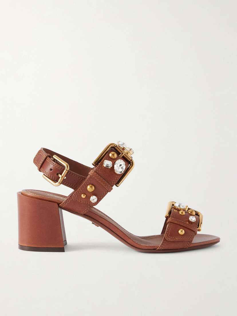 Dolce & Gabbana Embellished Leather Slingback Sandals