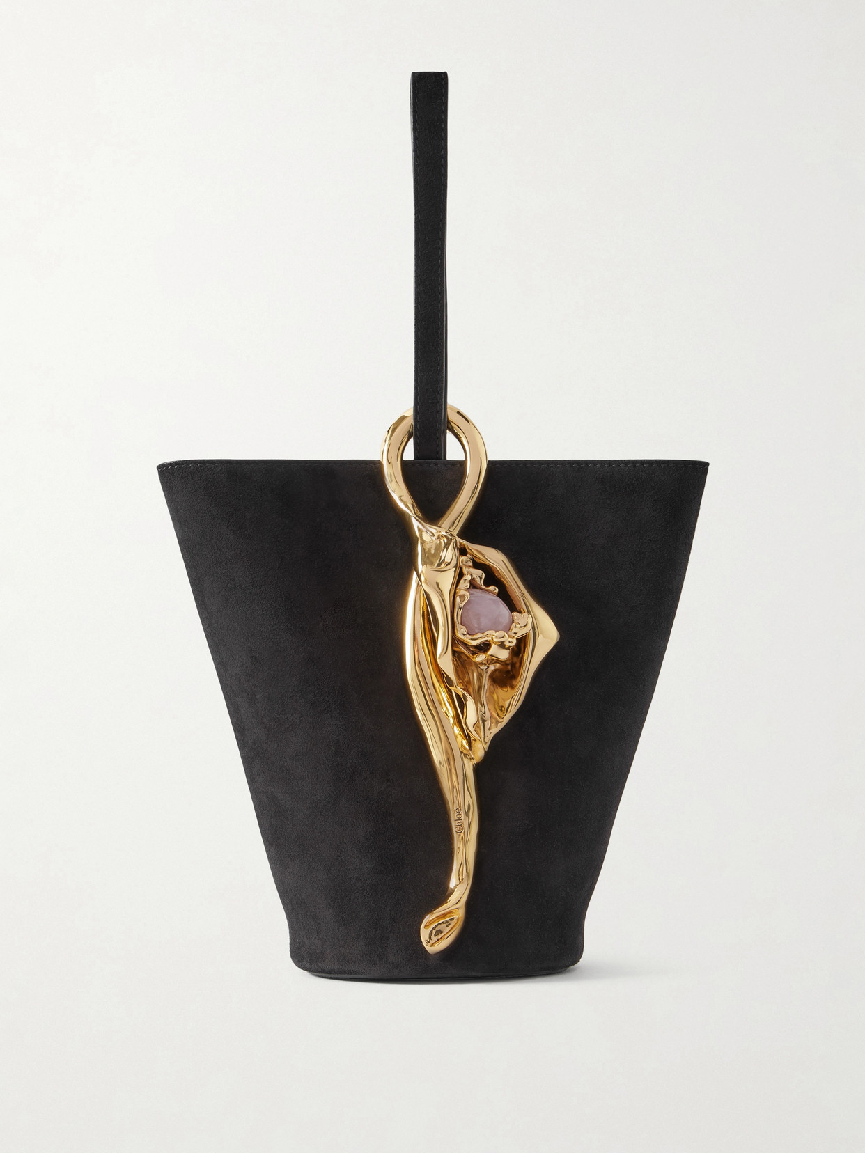 Chloé Eden Treasure Embellished Suede Tote Bag In Black