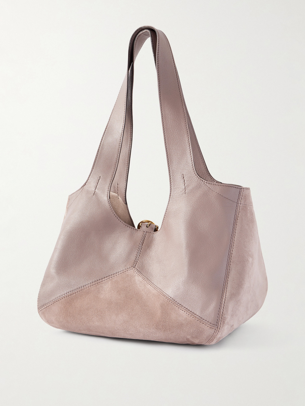 Chloé Balloon Leather-trimmed Suede Tote Bag In Gray