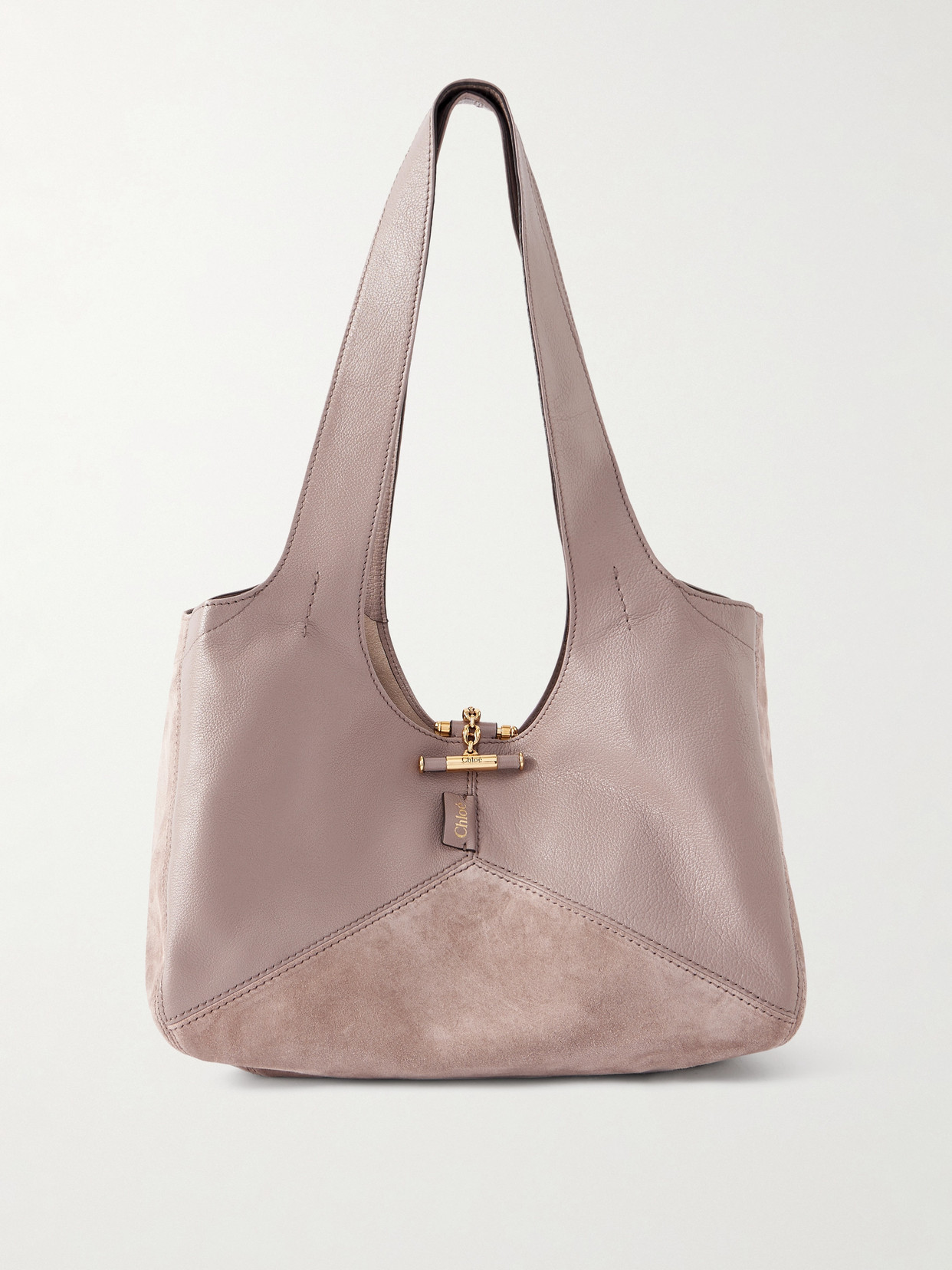 Chloé Balloon Leather-trimmed Suede Tote Bag In Gray