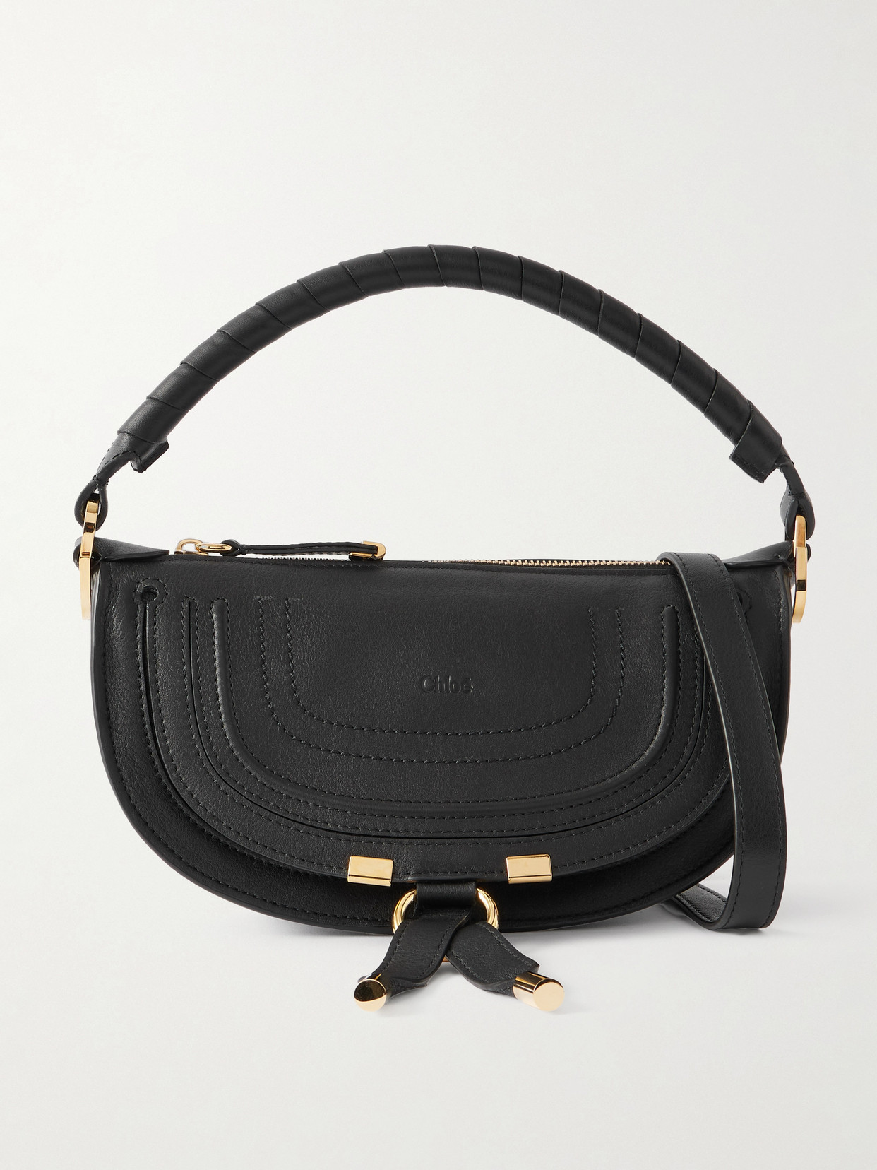 Chloé Marcie Leather Shoulder Bag In Black