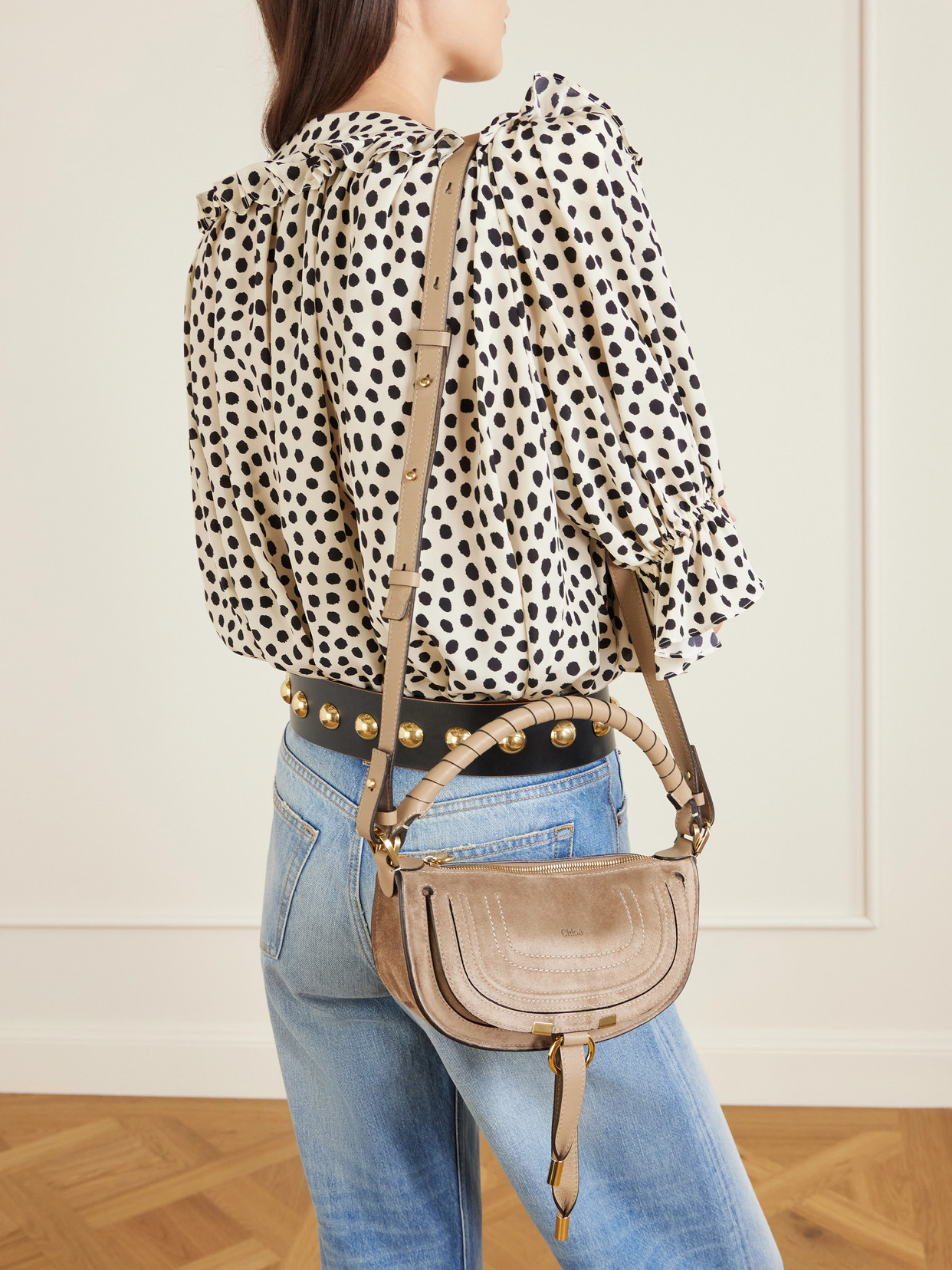 Chloé Marcie Suede Shoulder Bag In Brown