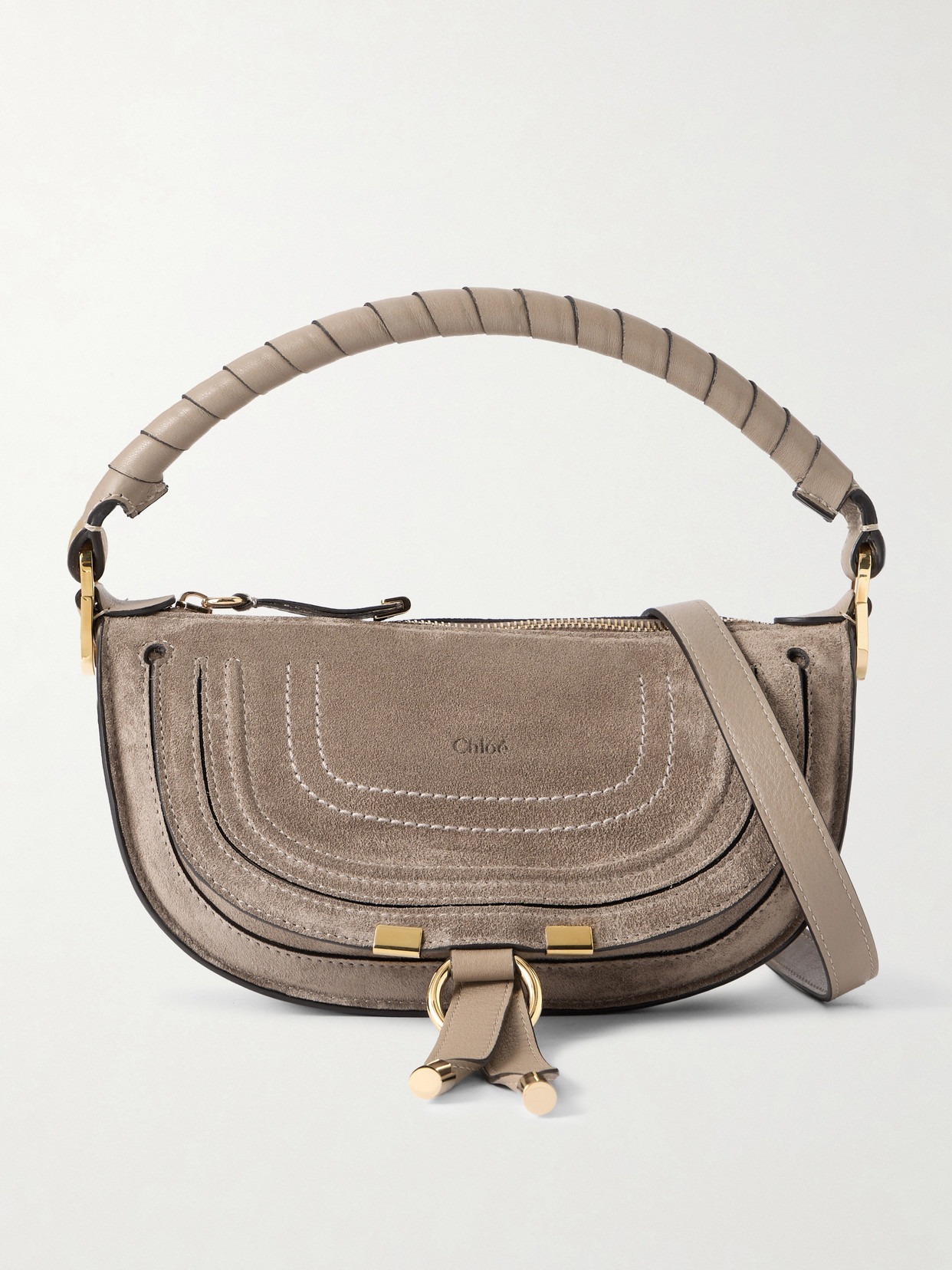 Chloé Marcie Suede Shoulder Bag In Brown