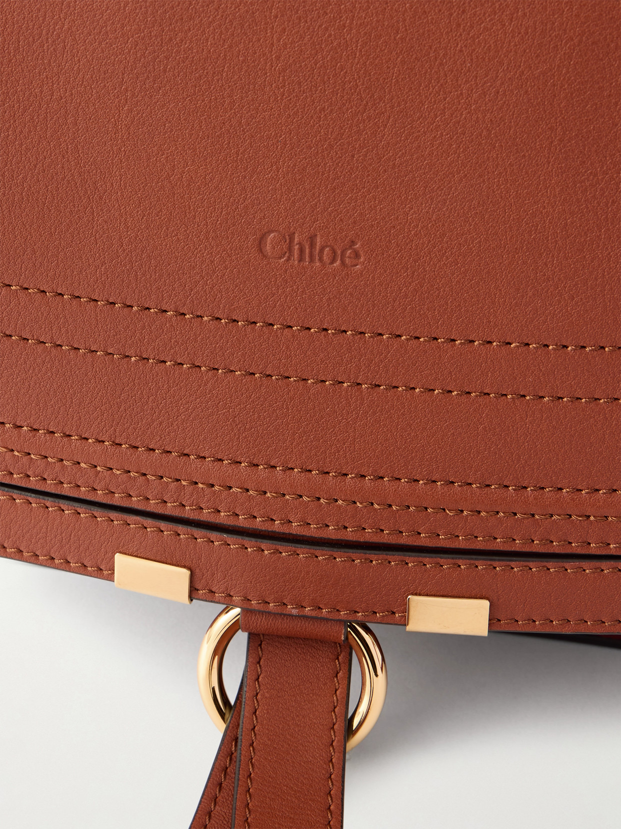 Chloé Marcie Leather Shoulder Bag In Brown