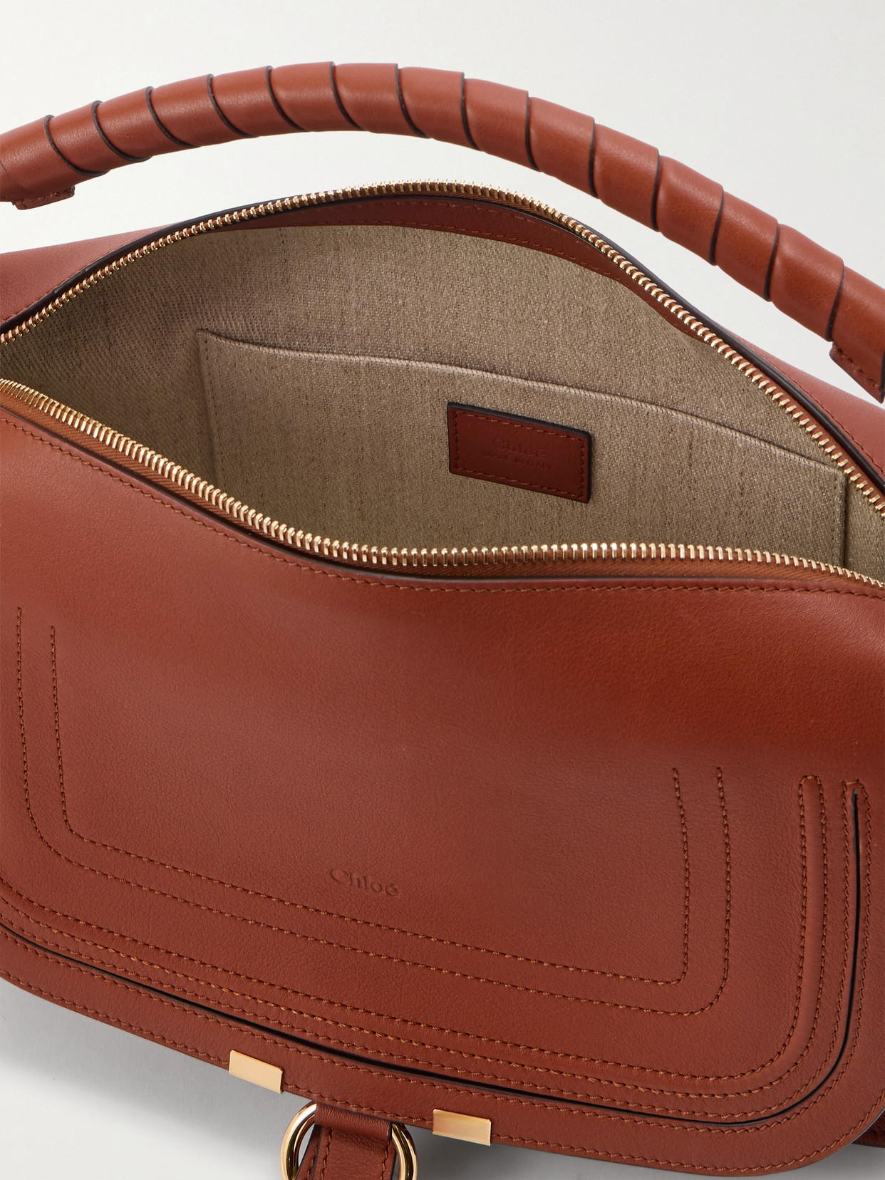 Chloé Marcie Leather Shoulder Bag In Brown