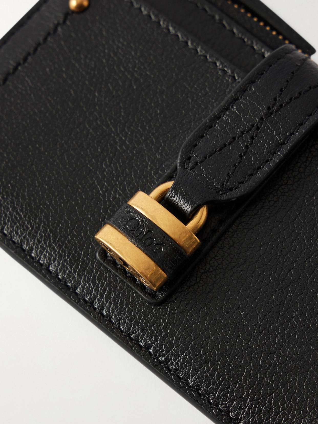 Chloé Paddington Embellished Leather Cardholder In Black