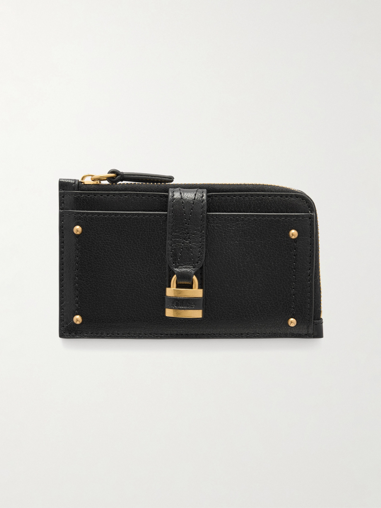 Chloé Paddington Embellished Leather Cardholder In Black