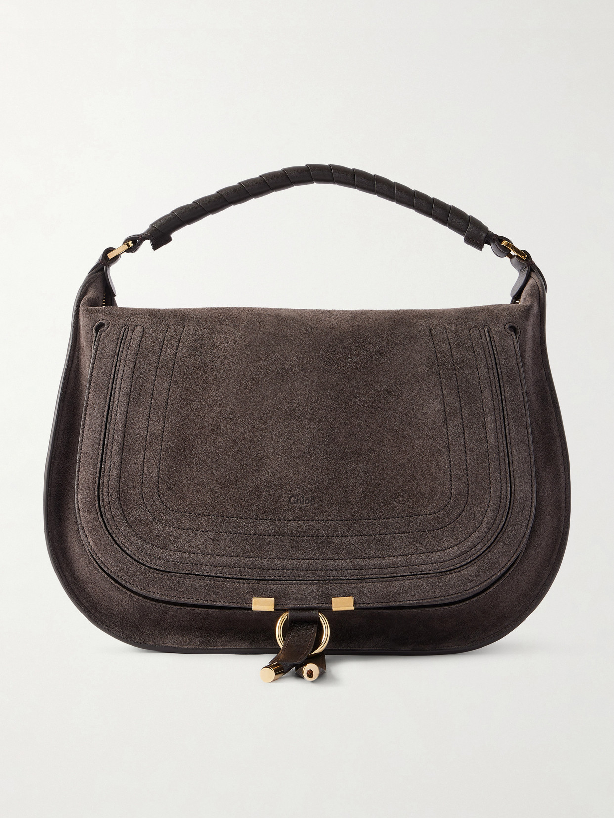 Chloé Marcie Suede Shoulder Bag In Brown