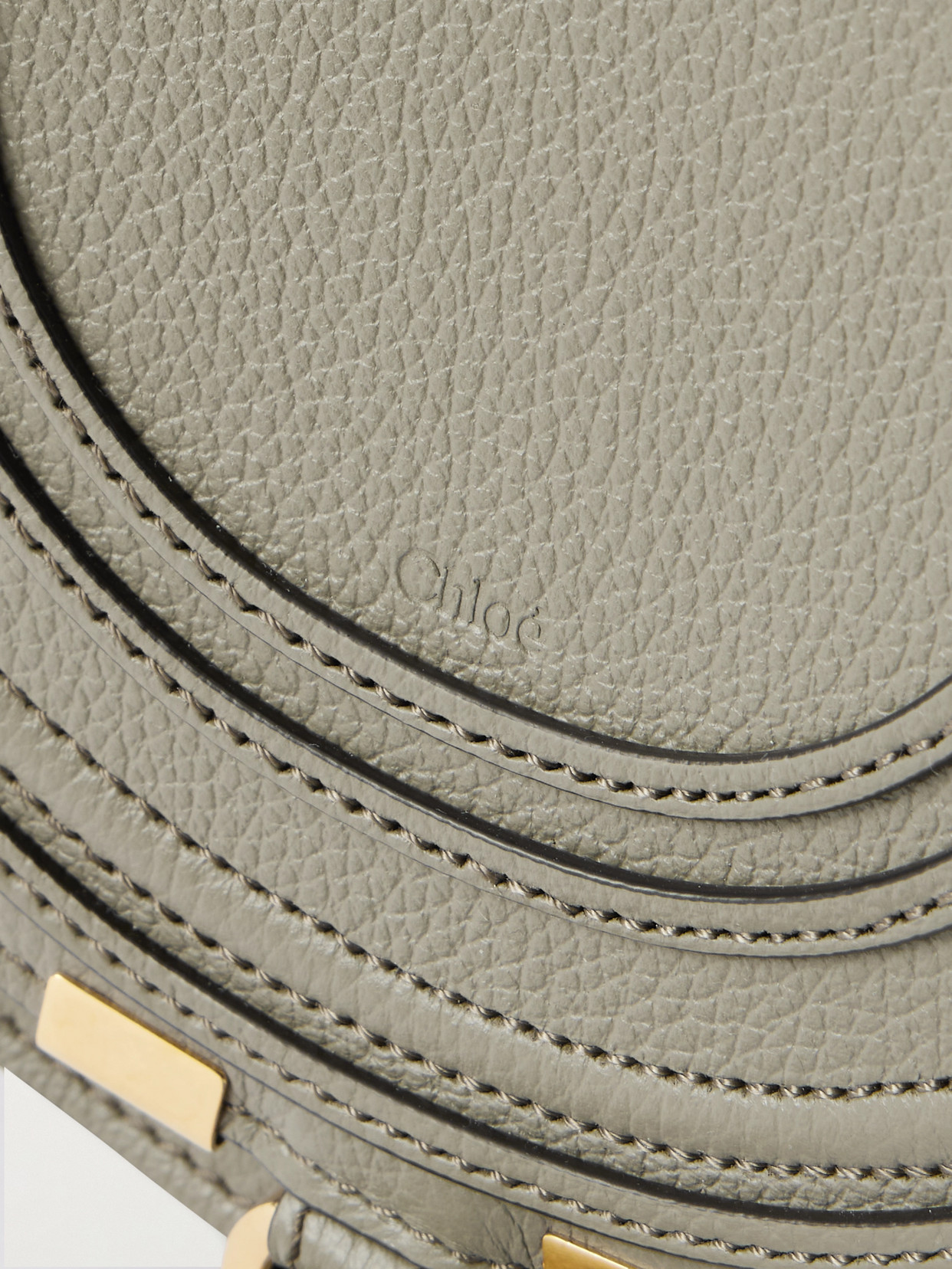 Chloé Marcie Mini Textured-leather Shoulder Bag In Green