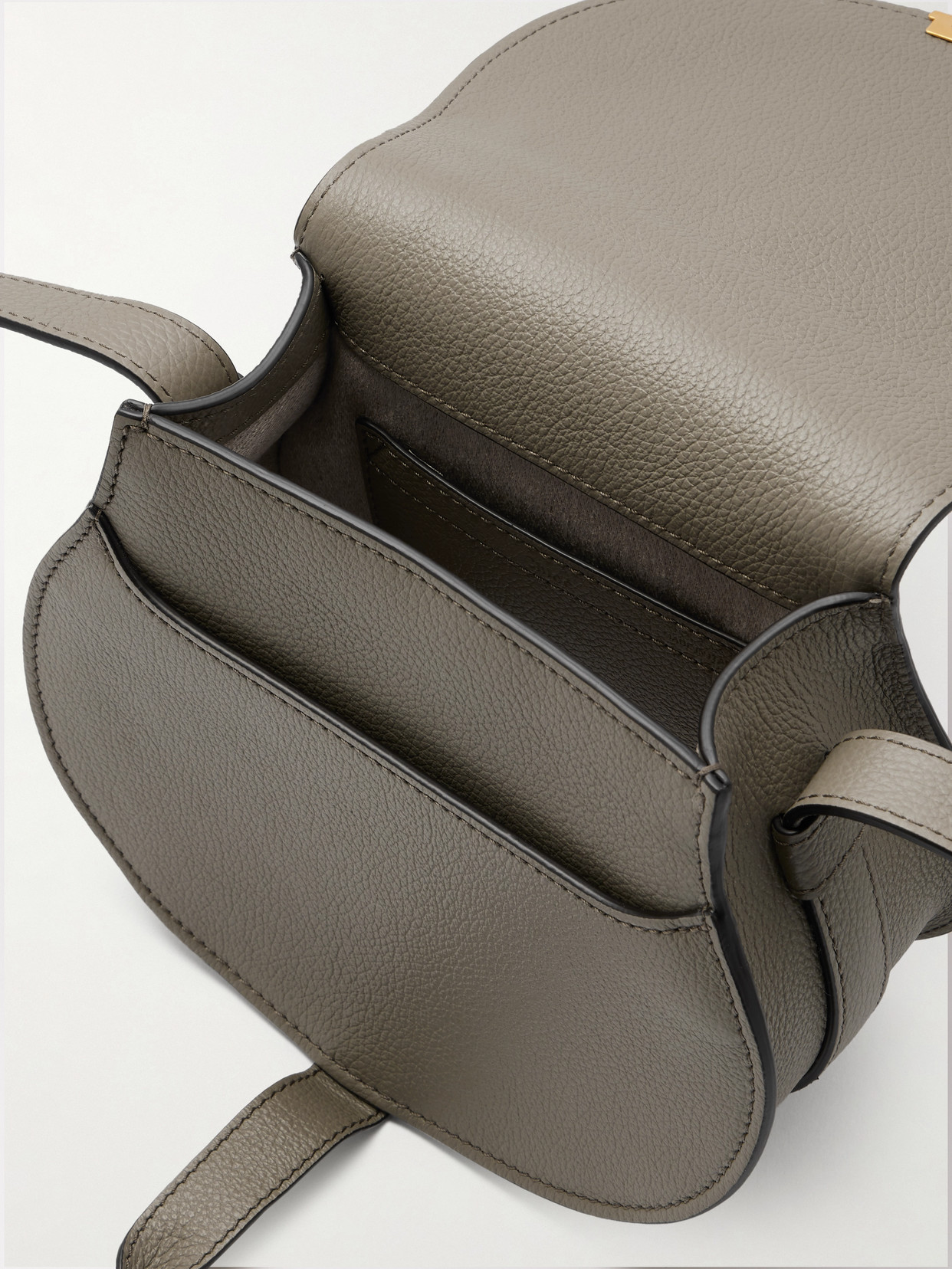 Chloé Marcie Mini Textured-leather Shoulder Bag In Green