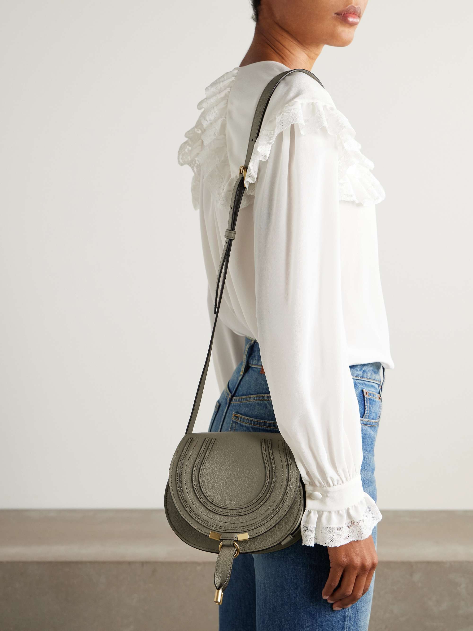 CHLOÉ + NET SUSTAIN Marcie mini textured-leather shoulder bag