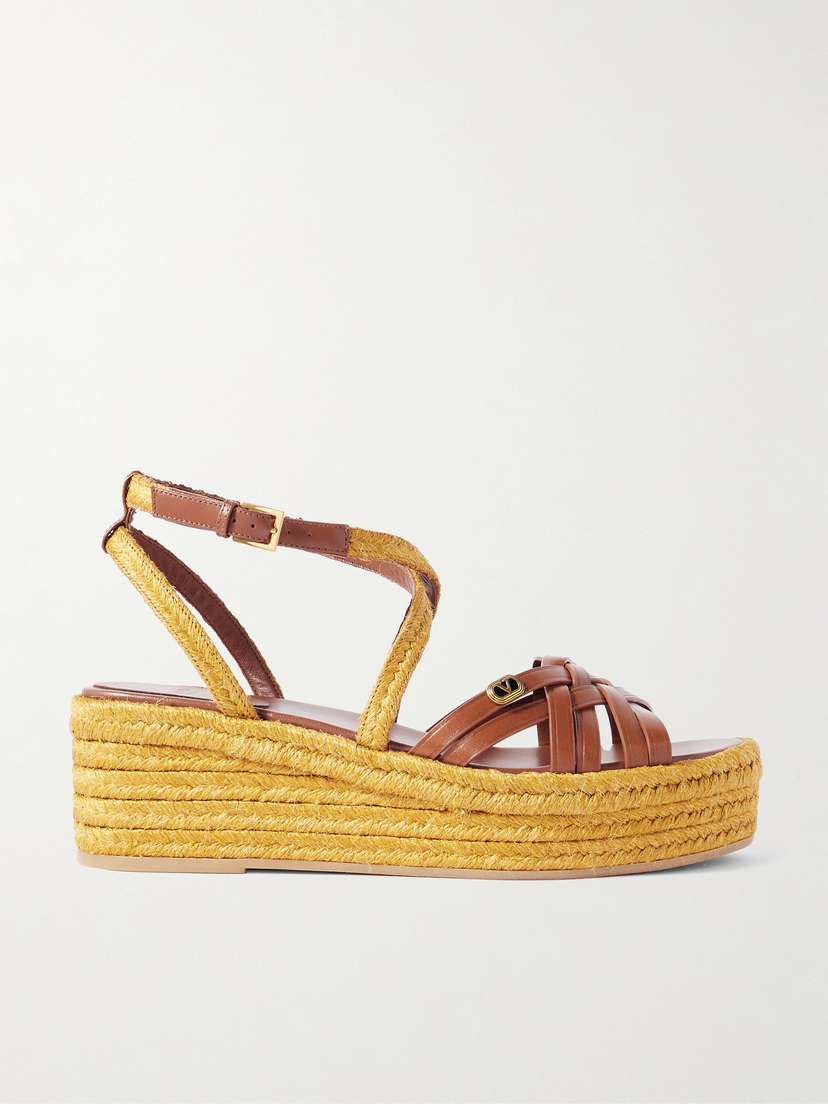 Valentino Garavani Bribri 60 Leather Platform Espadrille Sandals