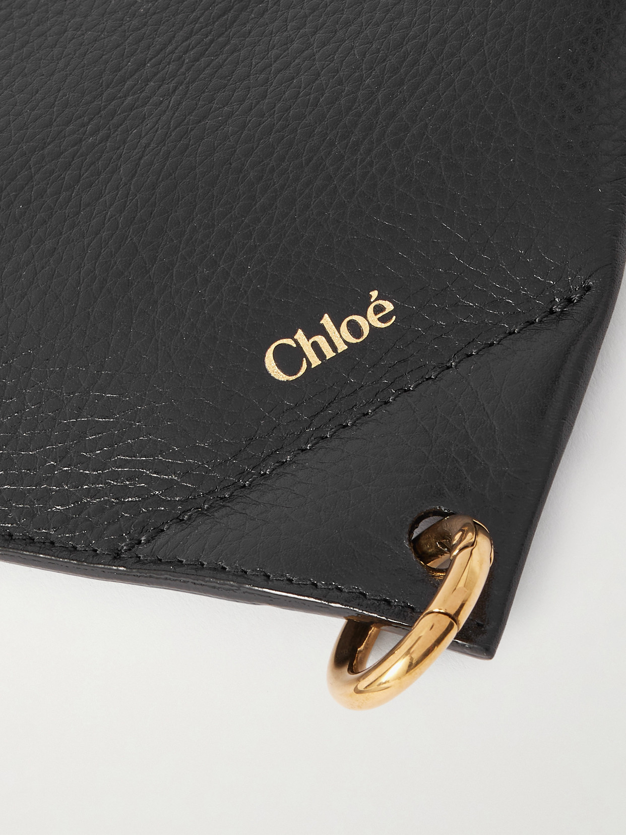 Chloé Embellished Textured-leather Pouch In Black