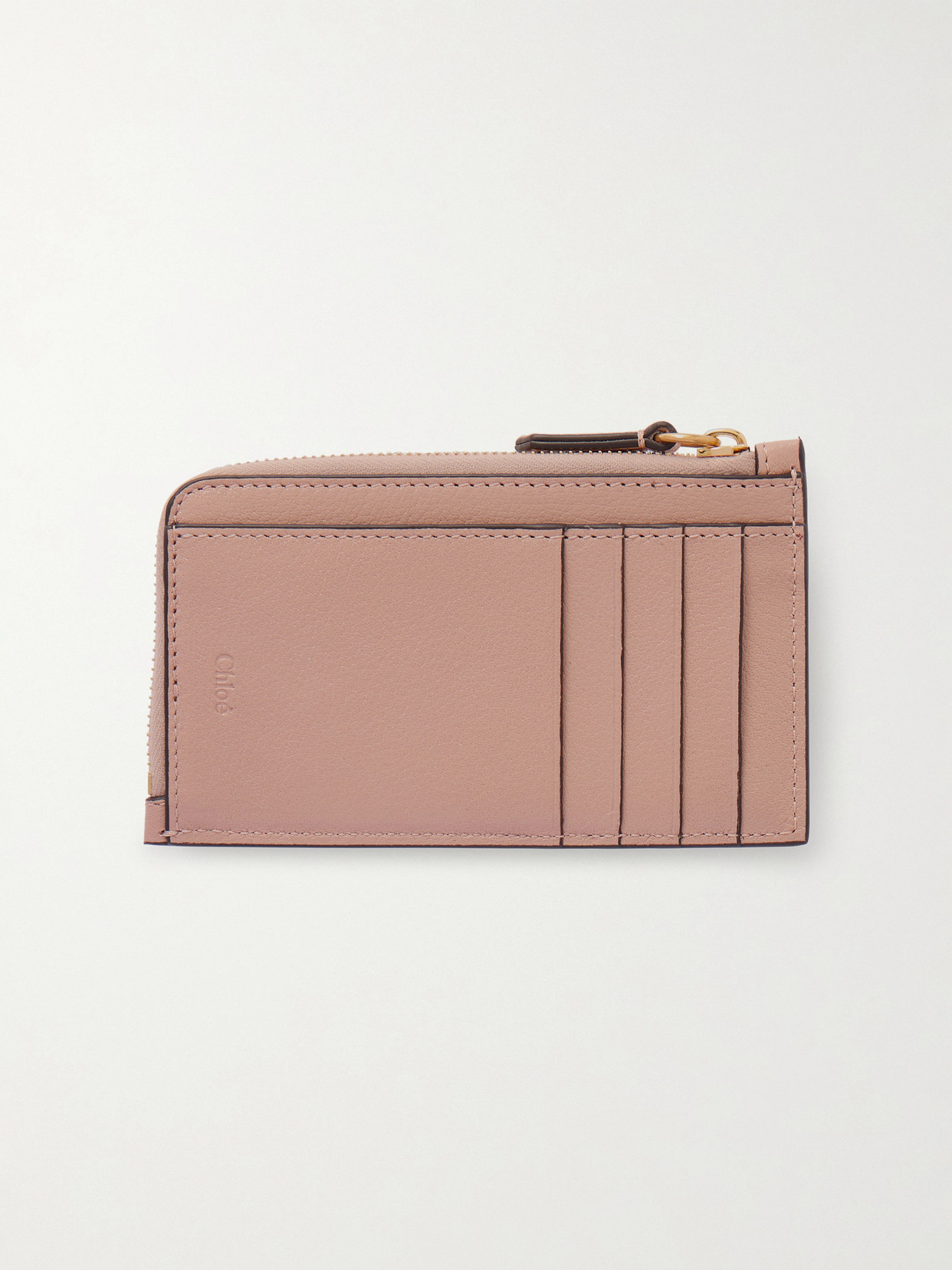 Chloé Paddington Embellished Textured-leather Cardholder In Pink