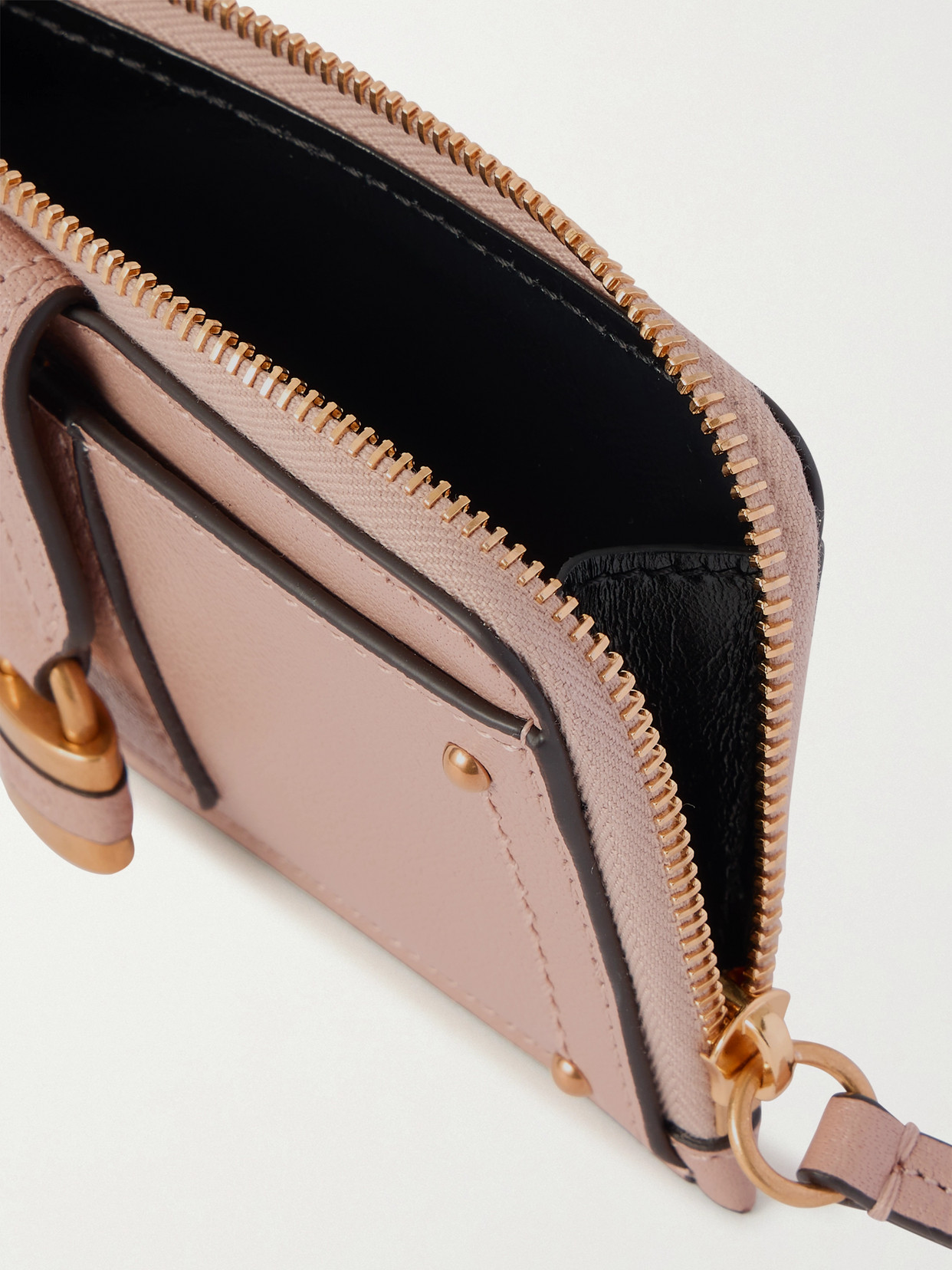 Chloé Paddington Embellished Textured-leather Cardholder In Pink