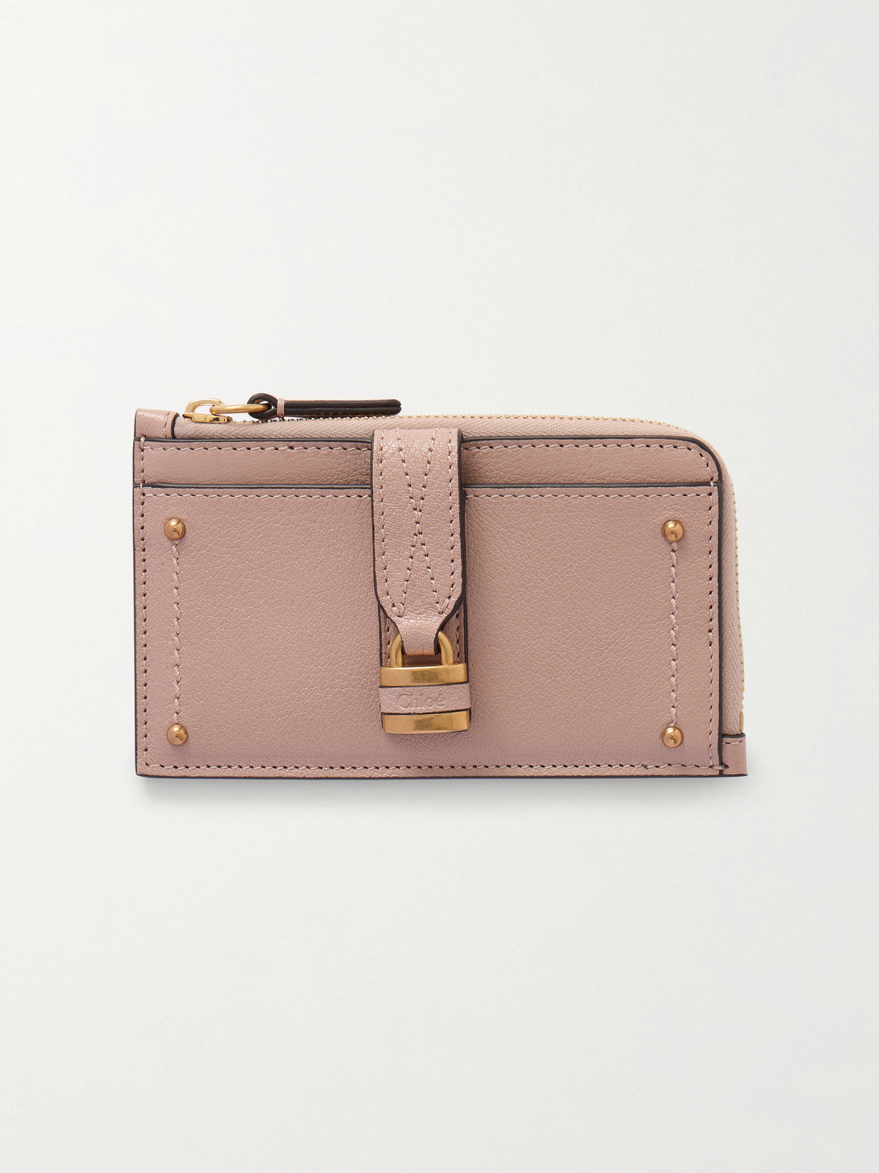 Chloé Paddington Embellished Textured-leather Cardholder In Pink