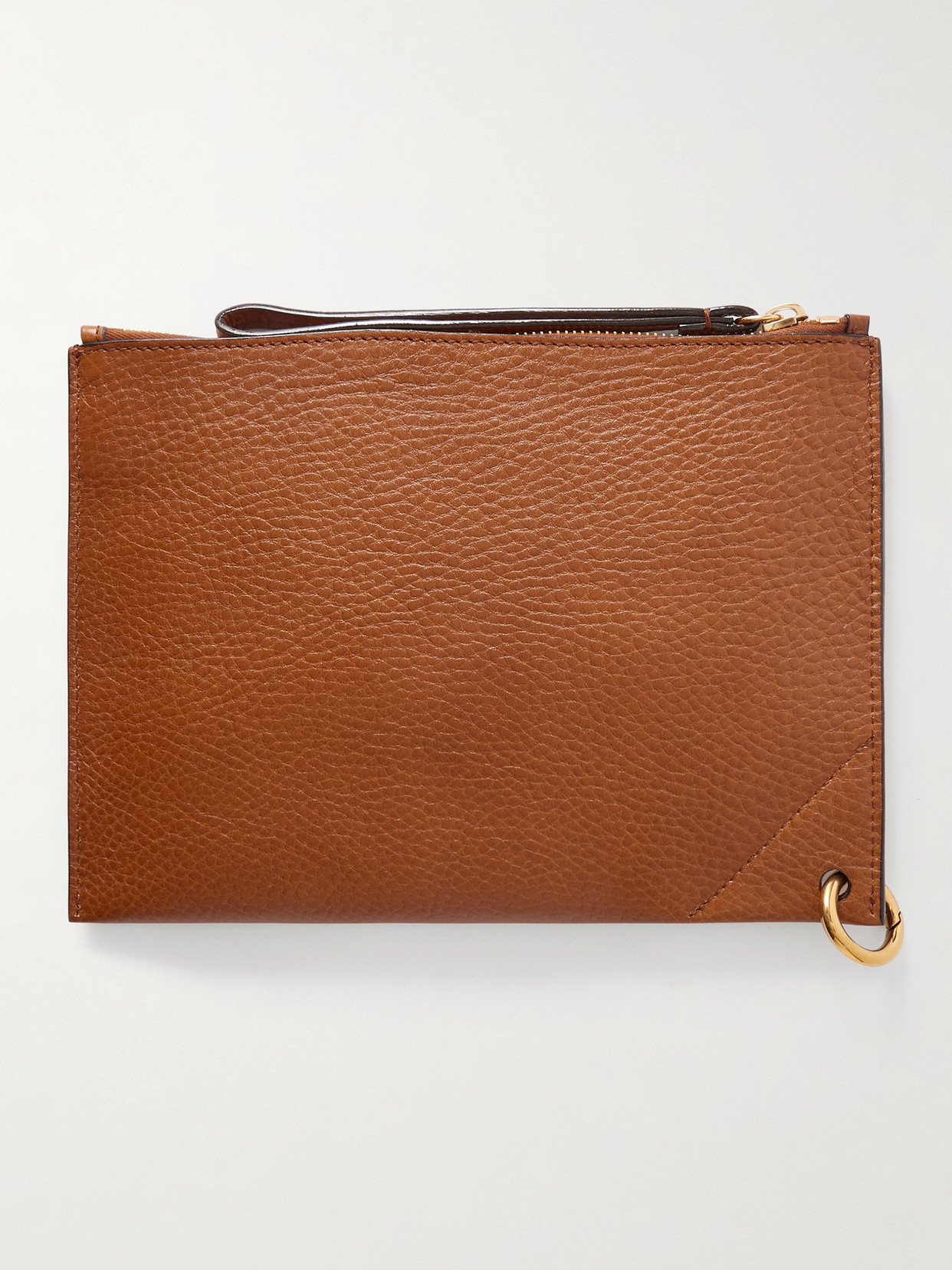 Chloé Embellished Textured-leather Pouch In Brown