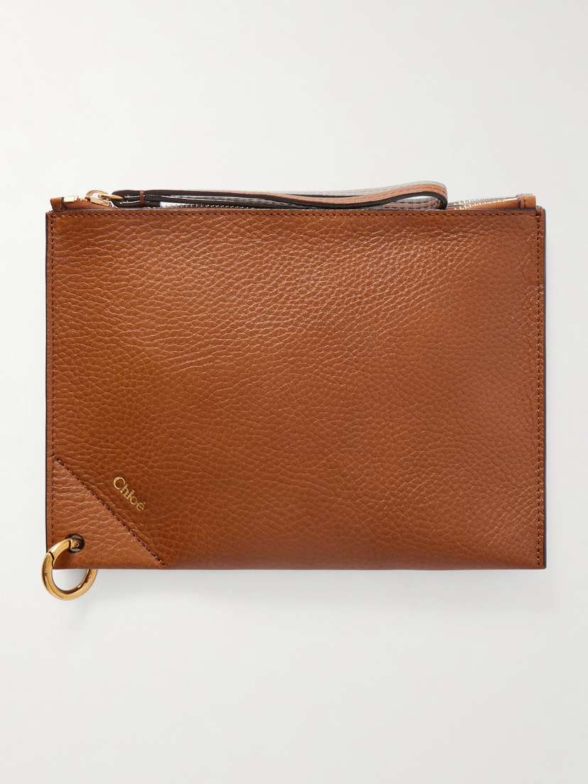 Chloé Embellished Textured-leather Pouch