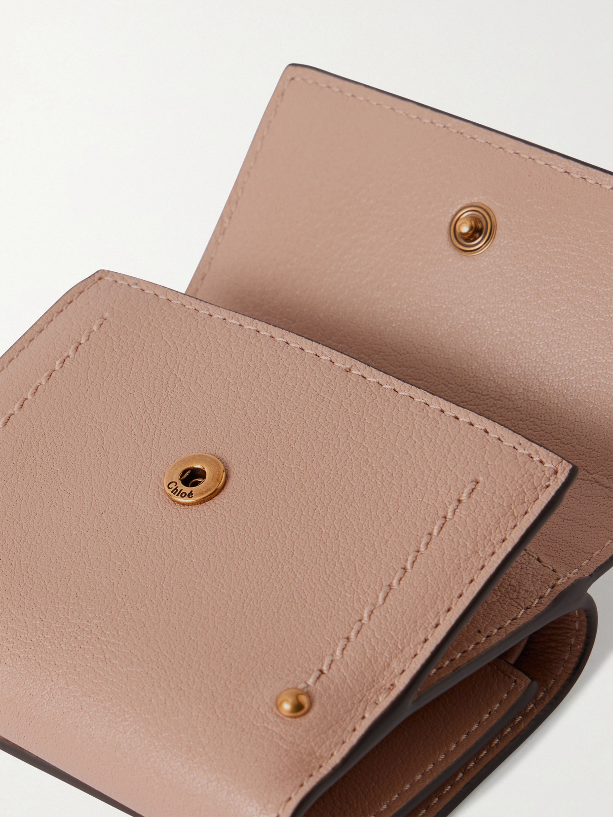 Chloé Paddington Embellished Textured-leather Cardholder In Brown