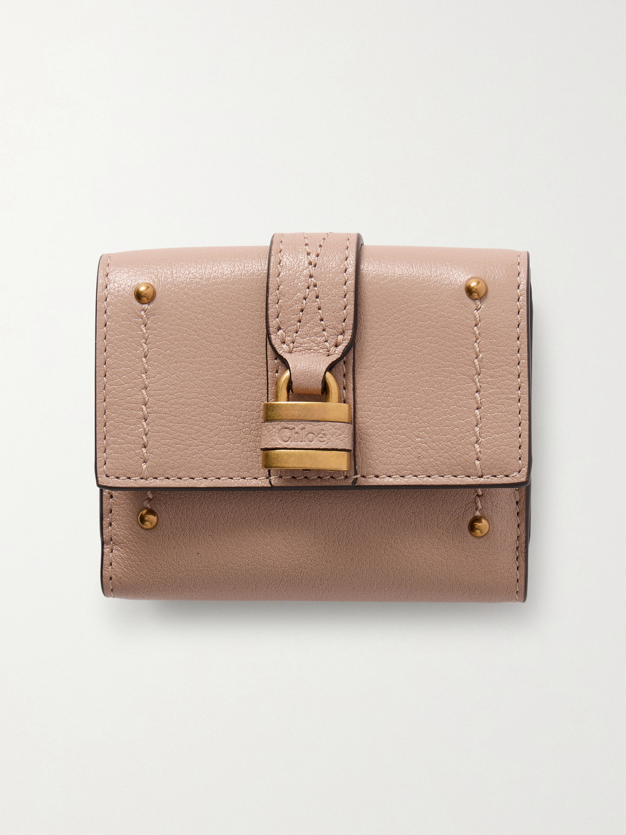 Chloé Paddington Embellished Textured-leather Cardholder In Brown