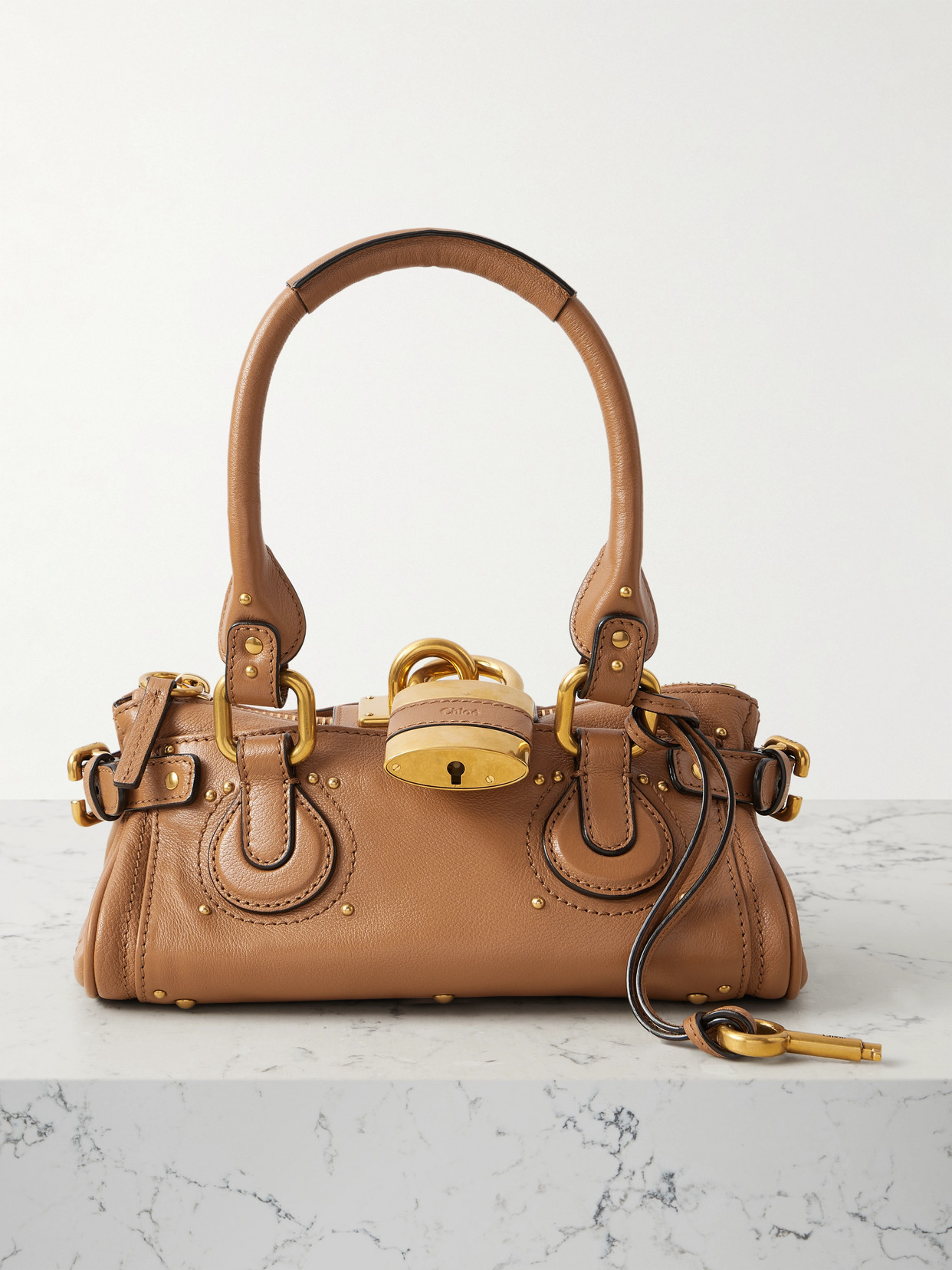Chloé Paddington Embellished Leather Tote In Brown