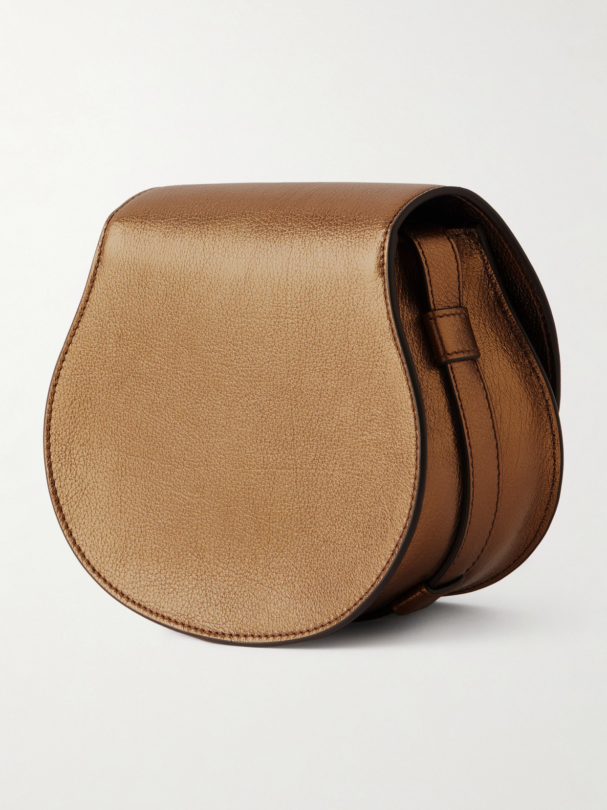 Chloé Marcie Metallic Crinkled-leather Shoulder Bag In Gold